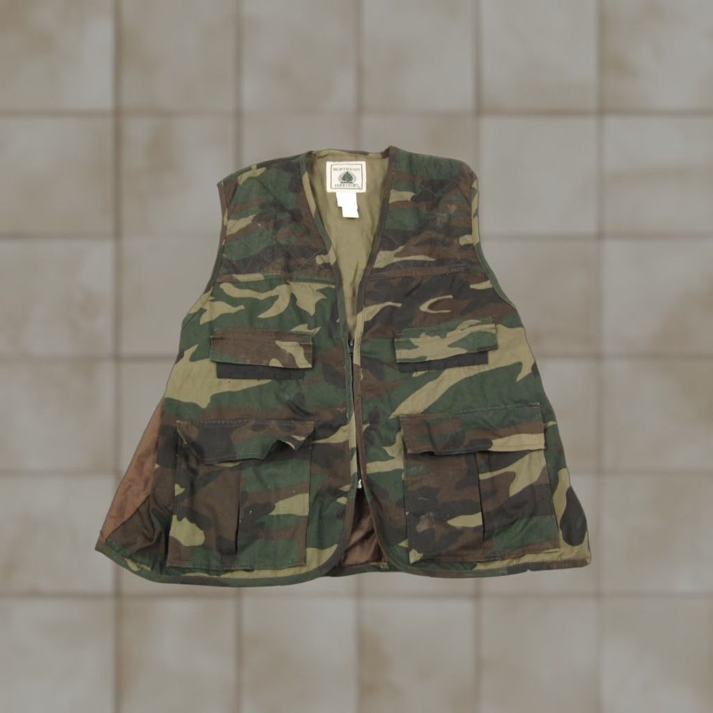 Vintage Vintage Northwest Territory Vest Mens Big 2X Green Camouflage Full Zip Vest Size US XXL / EU 58 / 5 - 1 Thumbnail