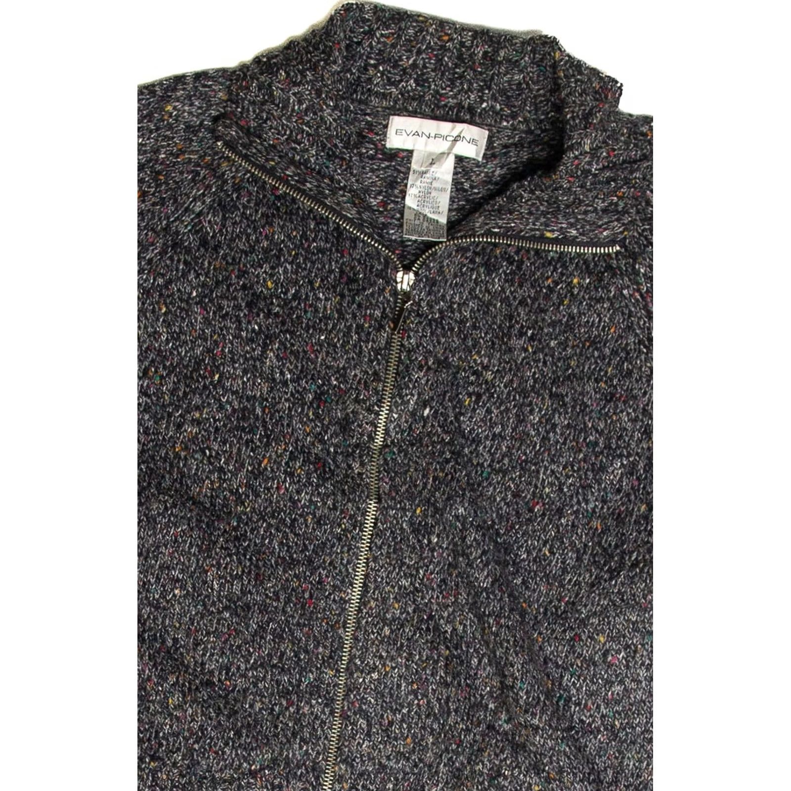Evan Picone VINTAGE Evan Picone Wool Lightweight Jacket Large Black Zip-Up Cardigan - Large Evan Picone Wool Lightweight Jacket Black Zip-Up Cardigan Mens Size US L / EU 52-54 / 3 - 2 Thumbnail
