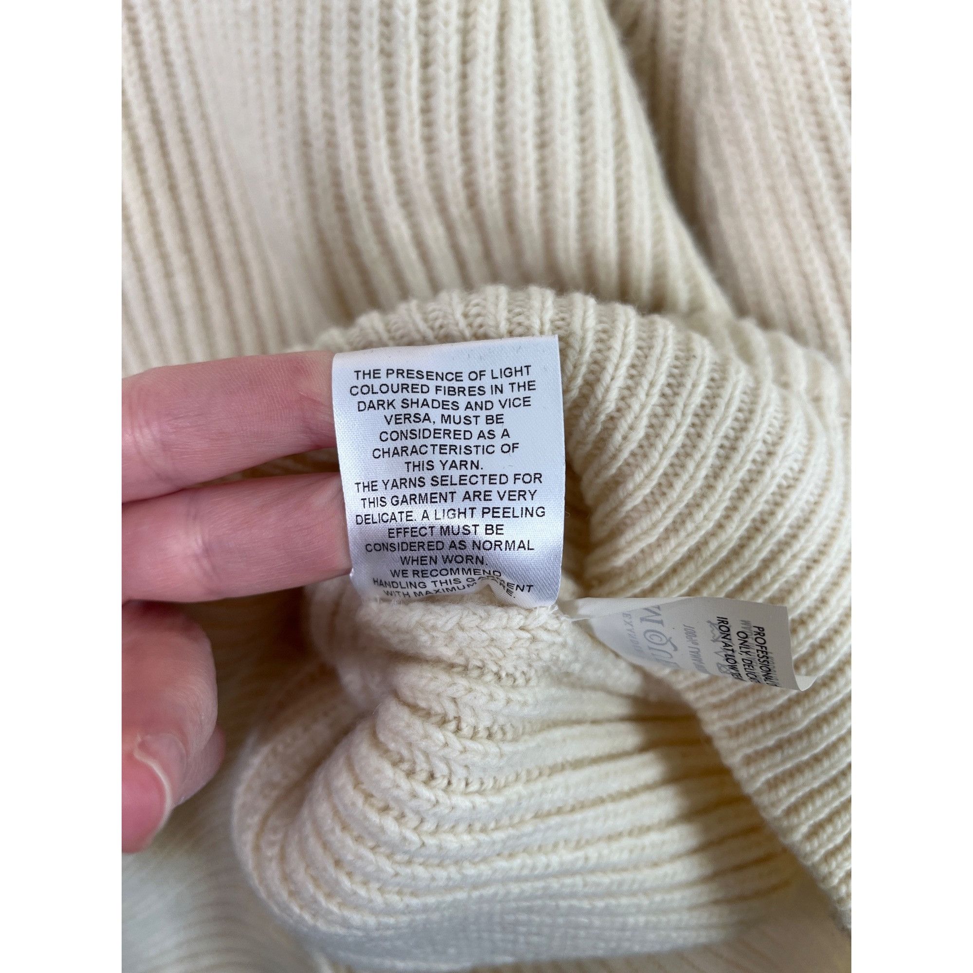 Alexander McQueen Alexander McQueen Mens Cream Ribbed Knit Wool Sweater Size US M / EU 48-50 / 2 - 9 Thumbnail