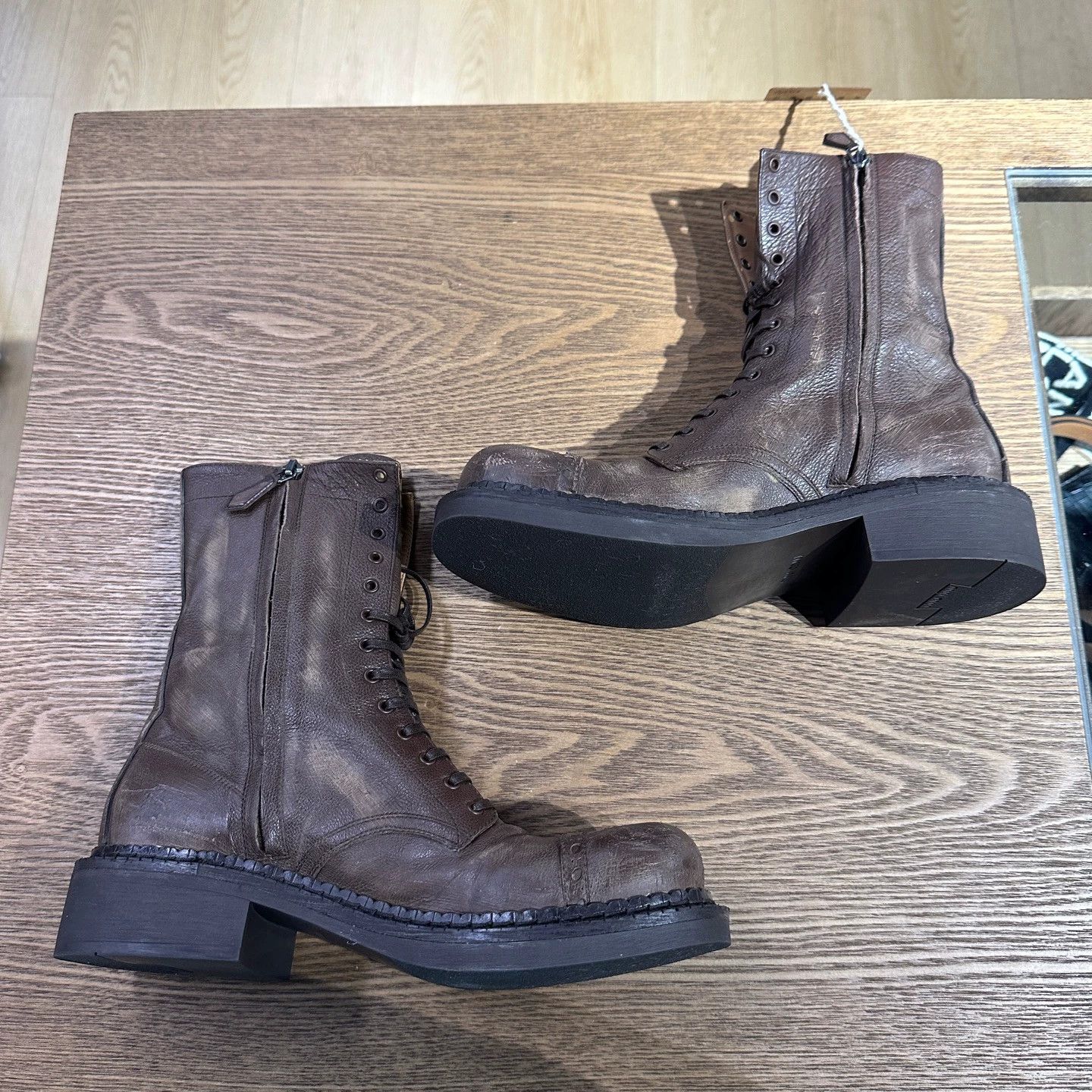 Miu Miu MIU MIU brown distressed calfskin ankle boots apr518 37 Size US 7 / IT 37 - 4 Thumbnail