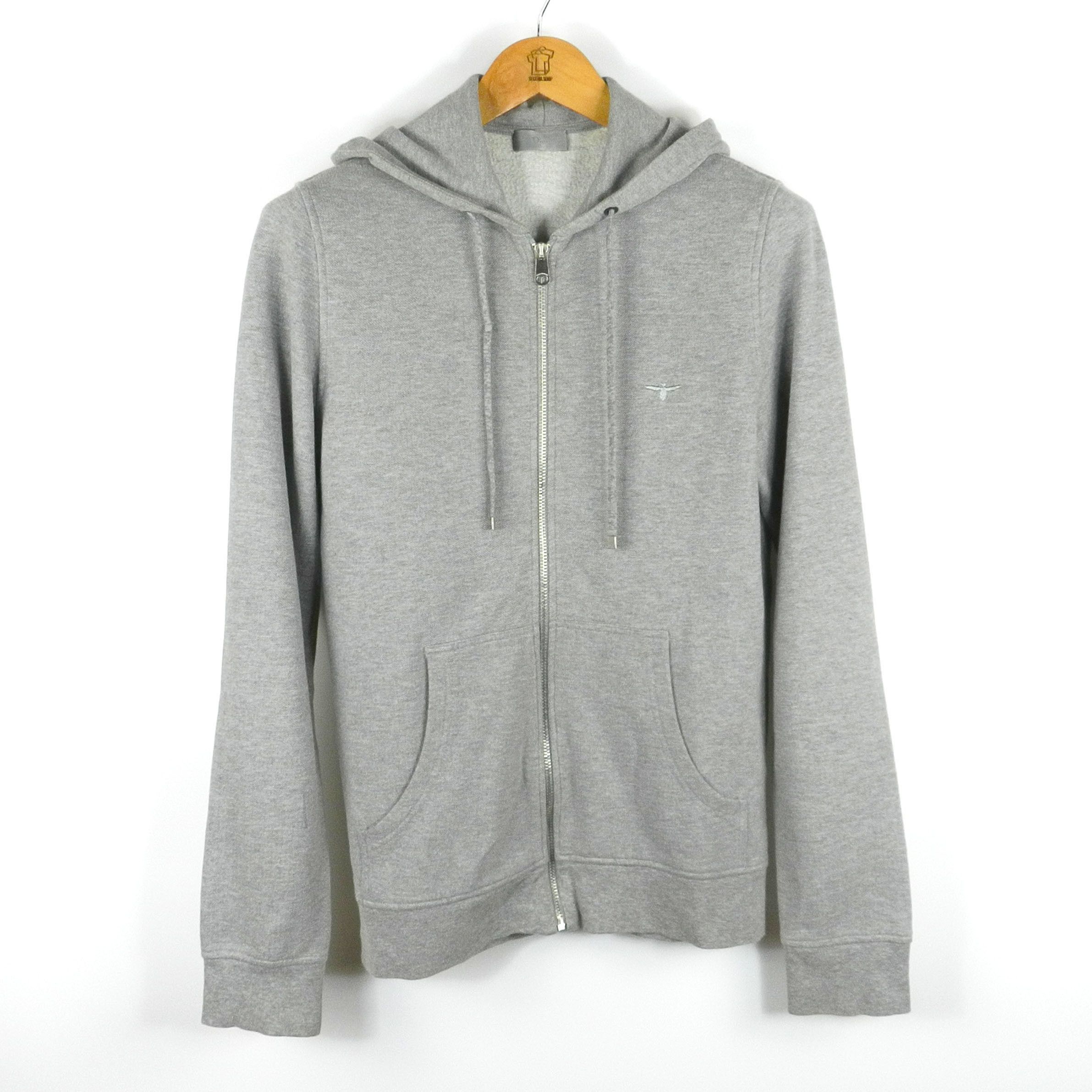 image of Dior Bee Zip Hoodie in Grey, Men's (Size Small)