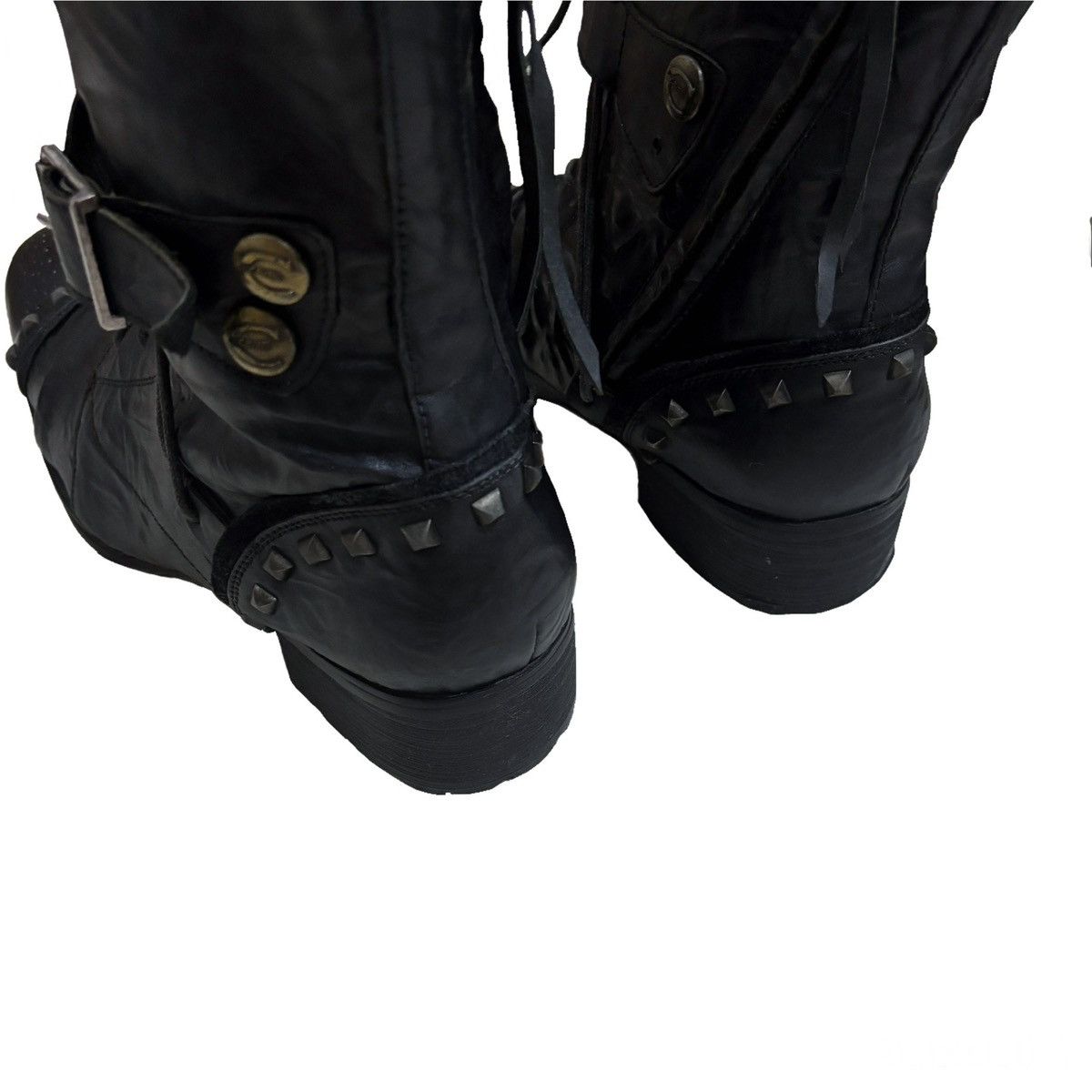 Roberto Cavalli 00s Just Cavalli Studded Buckle Wrinkled Boots Size US 10.5 / EU 43-44 - 8 Thumbnail