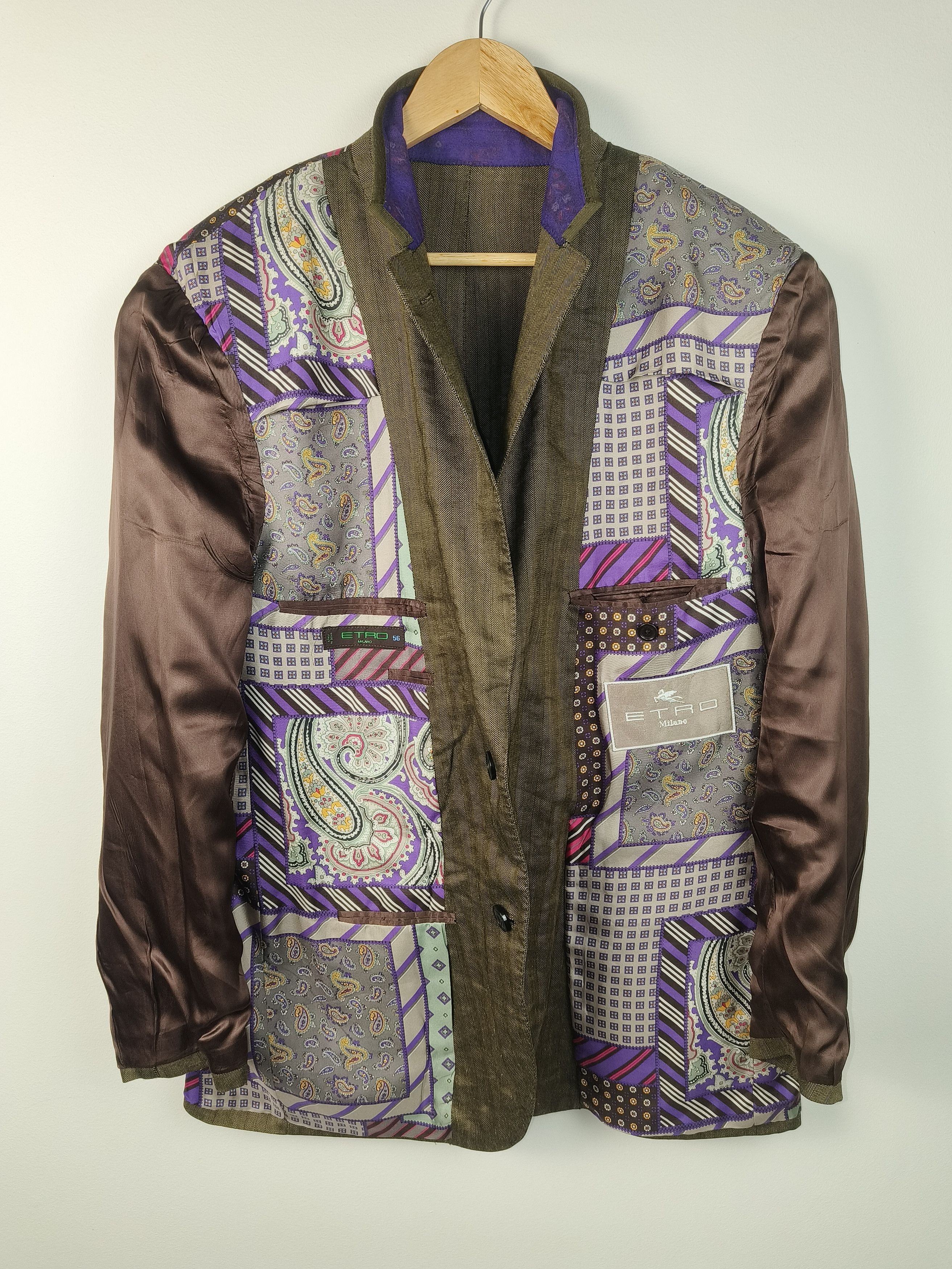 Etro Etro Milano Linen Silk Blazer Signature Paisley Lining Size 46R - 2 Thumbnail