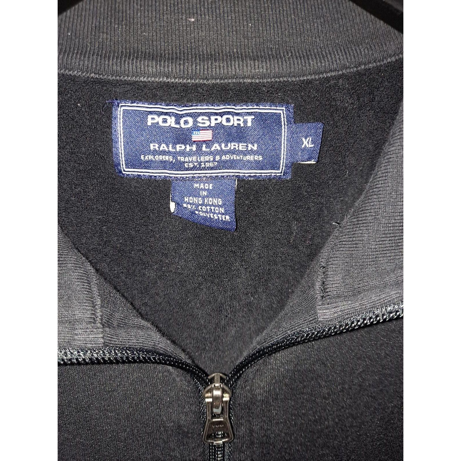 Other Polo Sport Black with White Stripes 100% Cotton Full Zip Ves Size US XL / EU 56 / 4 - 6 Thumbnail