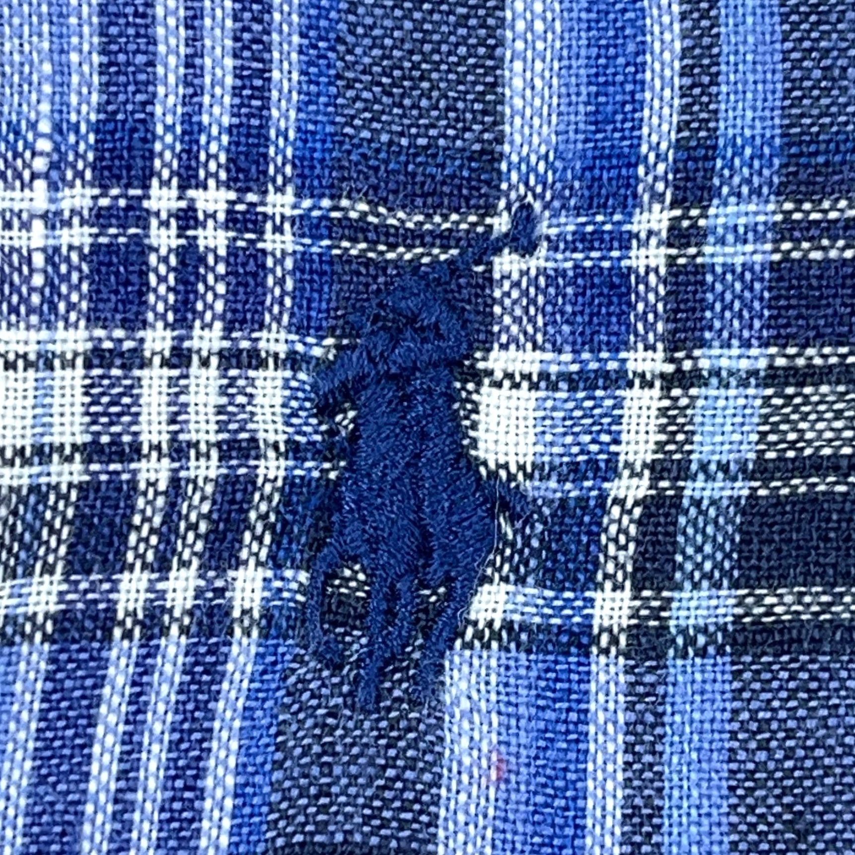 Ralph Lauren Ralph Lauren Linen Shirt Men Large Blue Plaid Button-Up Casual Adult Shirt Size US L / EU 52-54 / 3 - 7 Thumbnail