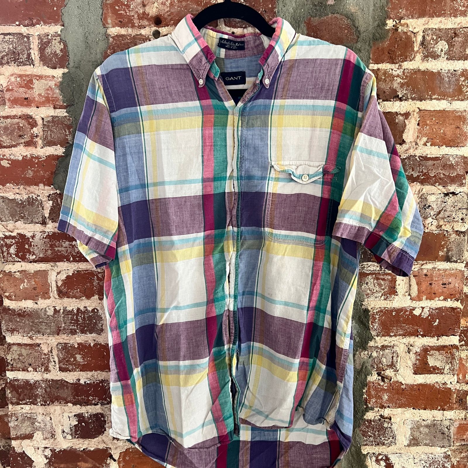 Gant VTG GANT Indian Madras Men's SS Shirt L 21x26 Size US L / EU 52-54 / 3 - 2 Thumbnail
