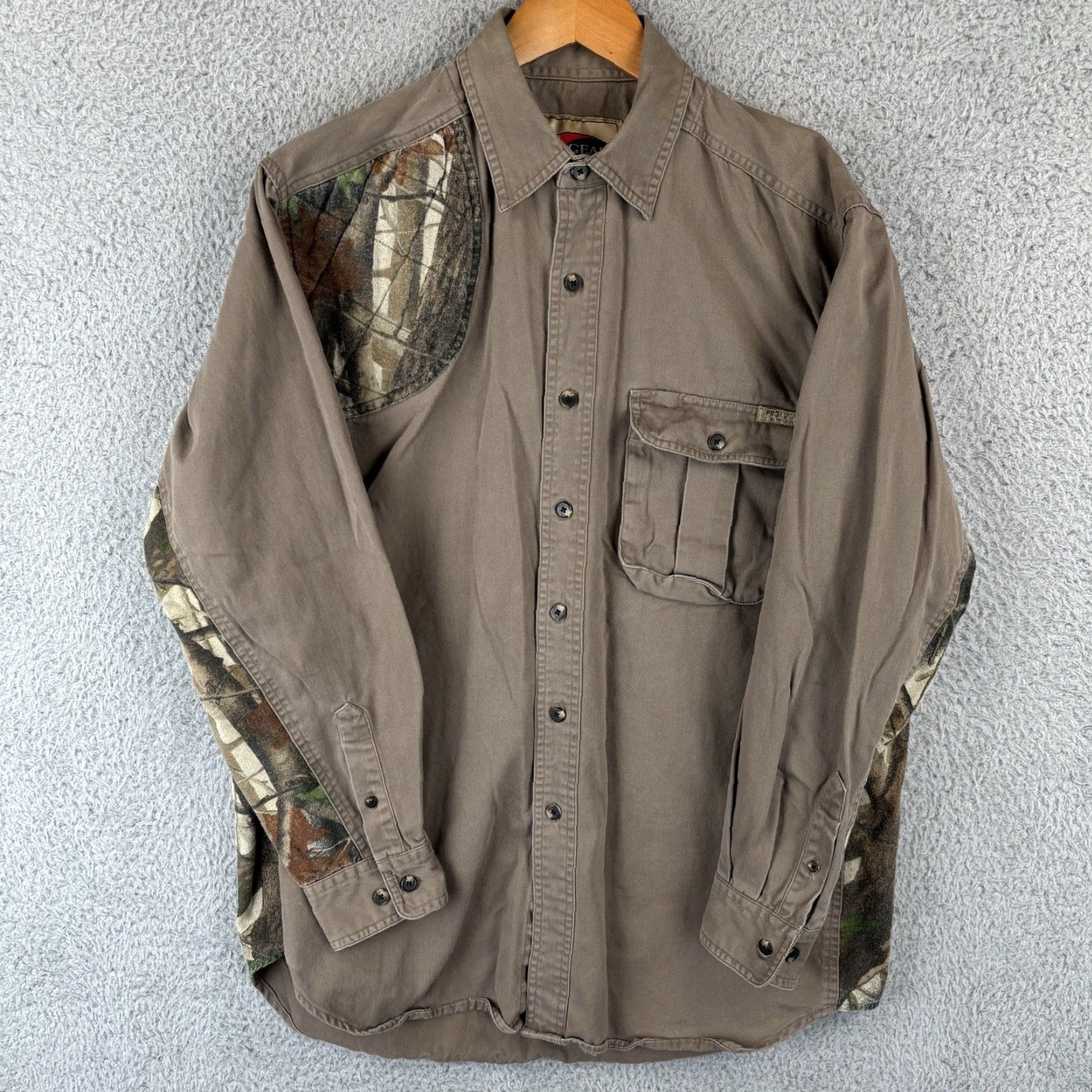 Wrangler VINTAGE Wrangler Pro Gear Shooting Shirt Mens Large Tan Camo Trim Hunting Brushpopper Size US L / EU 52-54 / 3 - 2 Thumbnail