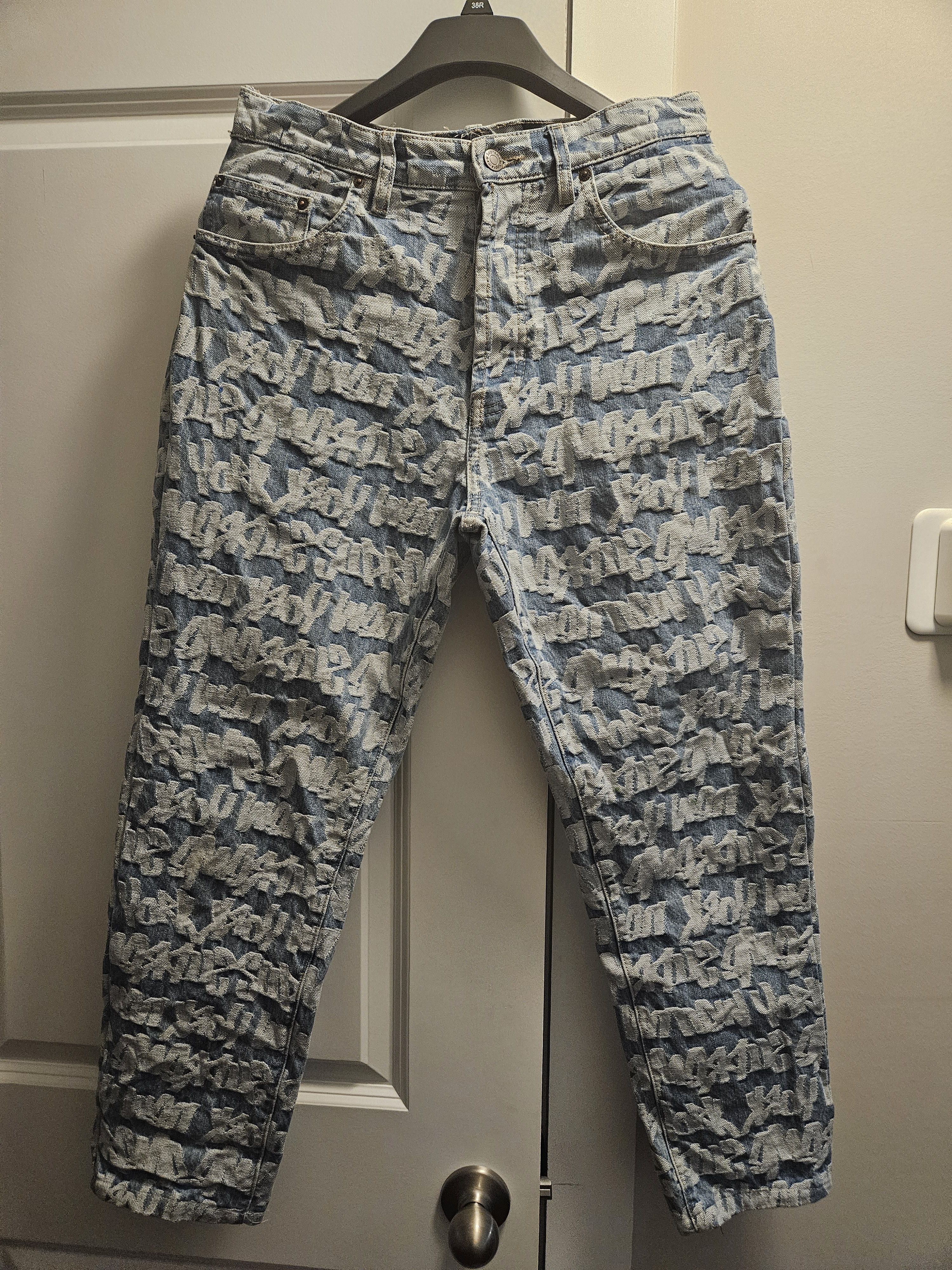 Supreme Supreme Fat Tip Jacquard Blue Denim Jeans Size US 31 - 1 Thumbnail
