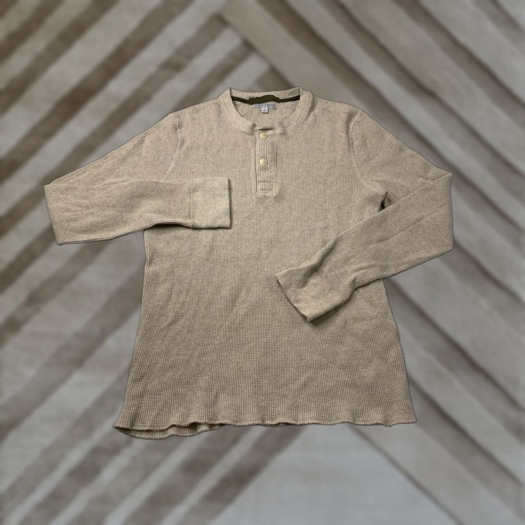 Wallace & Barnes VINTAGE Wallace & Barnes Thermal Henley Long Sleeve Waffle Shirt Beige L Men's Size US L / EU 52-54 / 3 - 1 Thumbnail