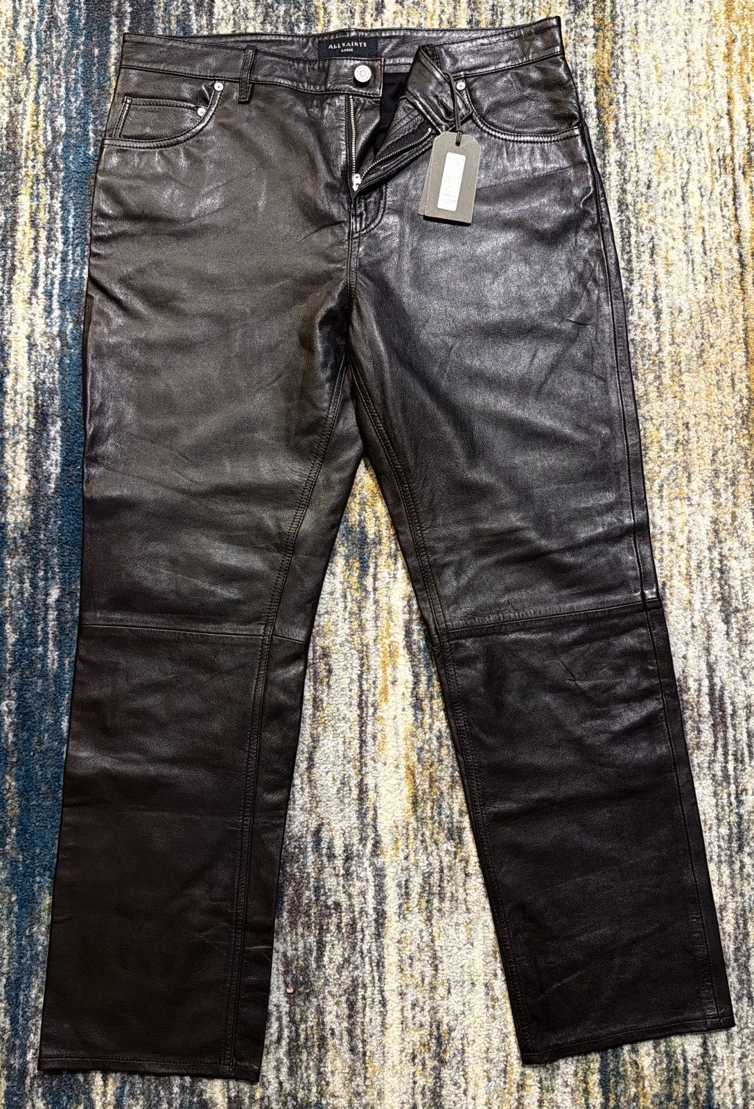 Allsaints AllSaints Black Leather Trousers Size Large NWT $499 Retail Size US 34 / EU 50 - 1 Thumbnail