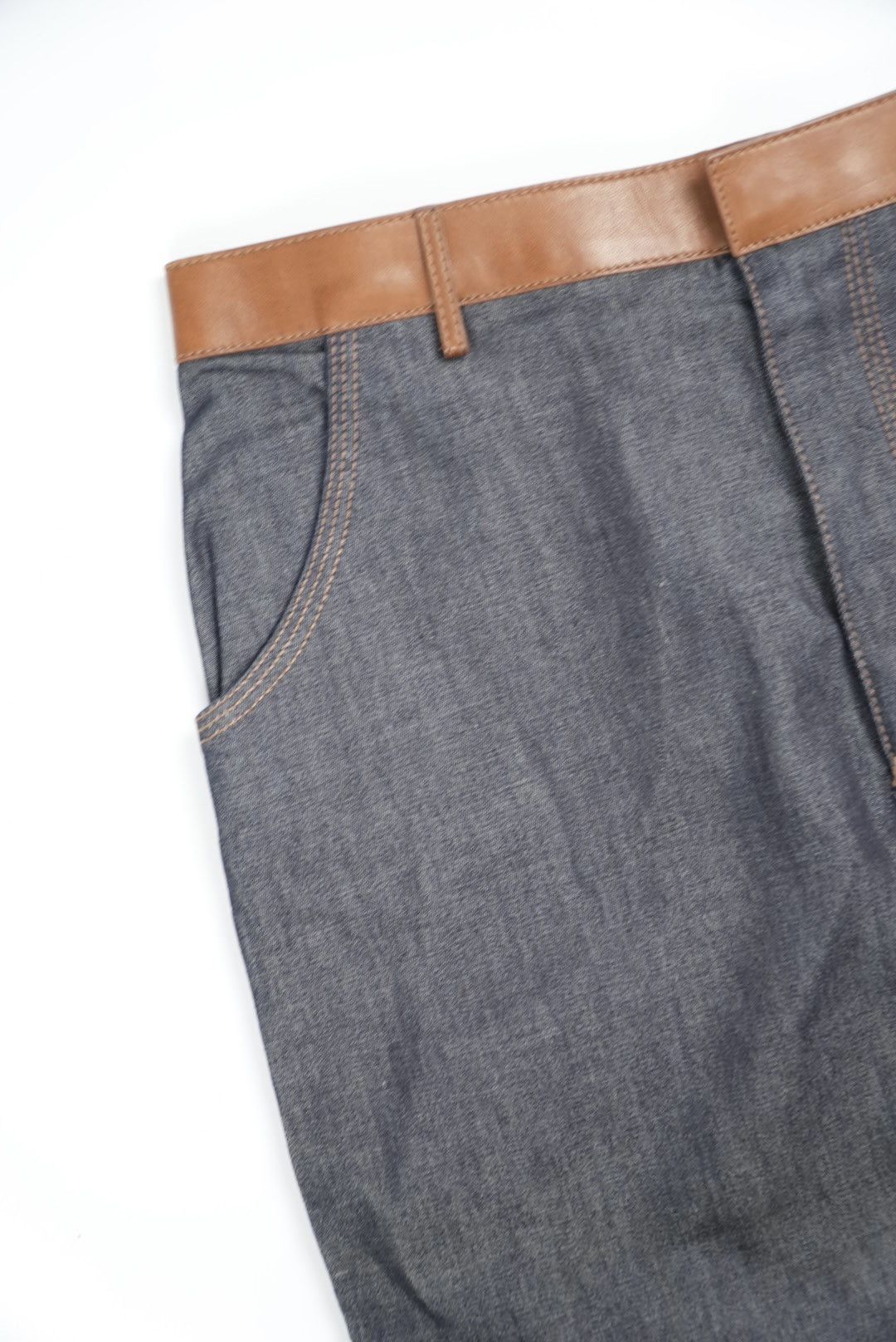 Gucci Gucci Denim Lamb Leather Tight Knee-Length Skirt Size 27" / US 4 / IT 40 - 3 Thumbnail