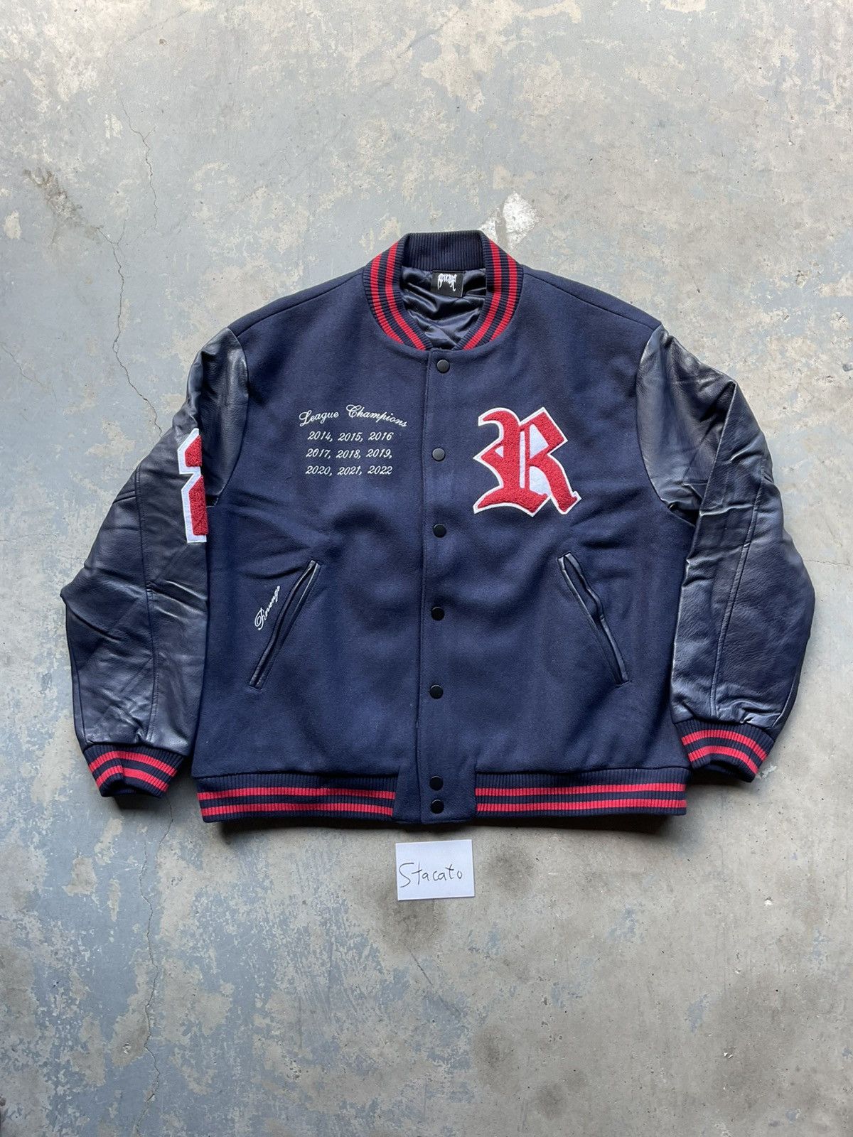Revenge Revenge Rottweiler Varsity Jacket Navy/Red Size US M / EU 48-50 / 2 - 2 Thumbnail