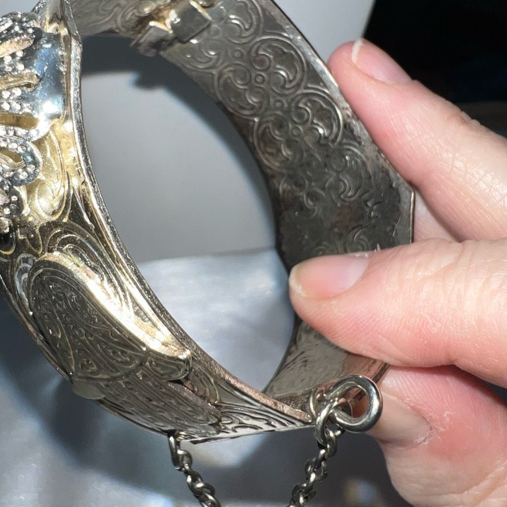 Vintage Silver Plated Vintage Hamsa and Camel Ethnic Cuff Bracelet Size ONE SIZE - 10 Thumbnail