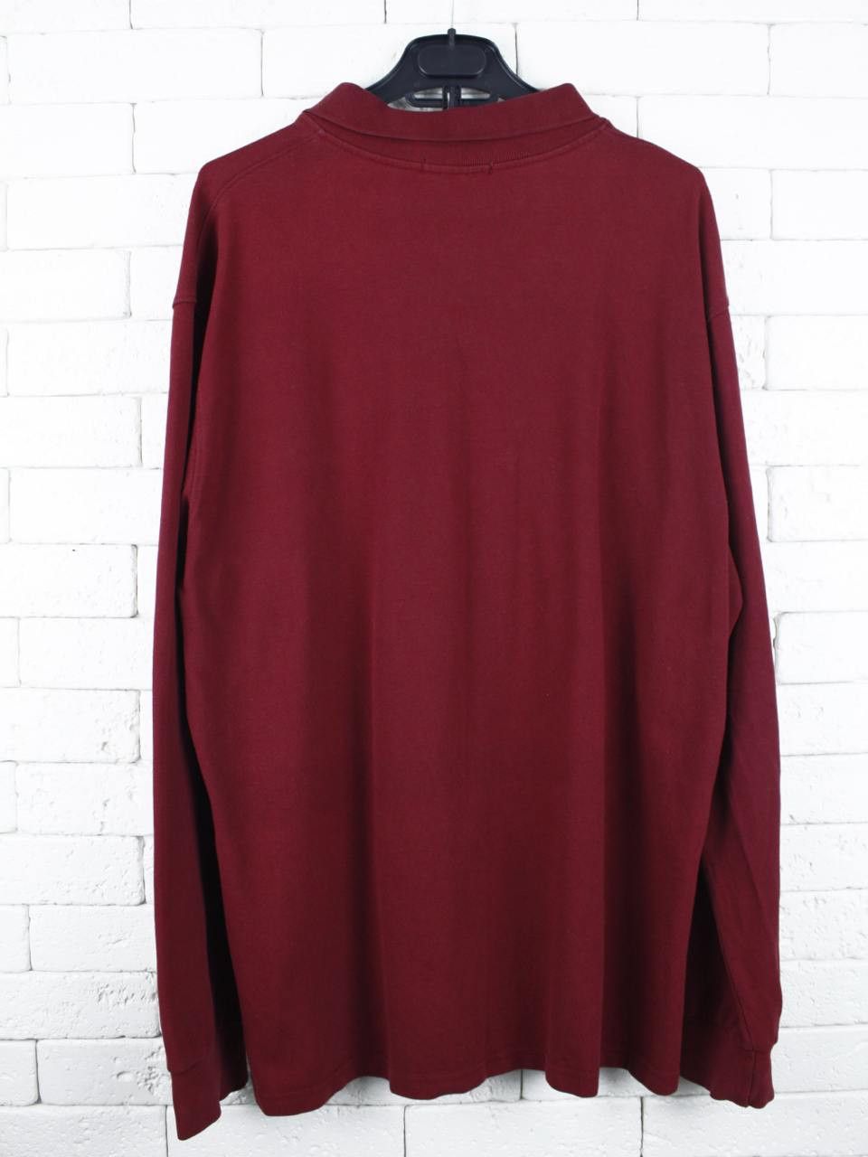 Burberry Burberry London Burgundy Polo Placket Long Sleeve Vintage Size US XL / EU 56 / 4 - 2 Thumbnail