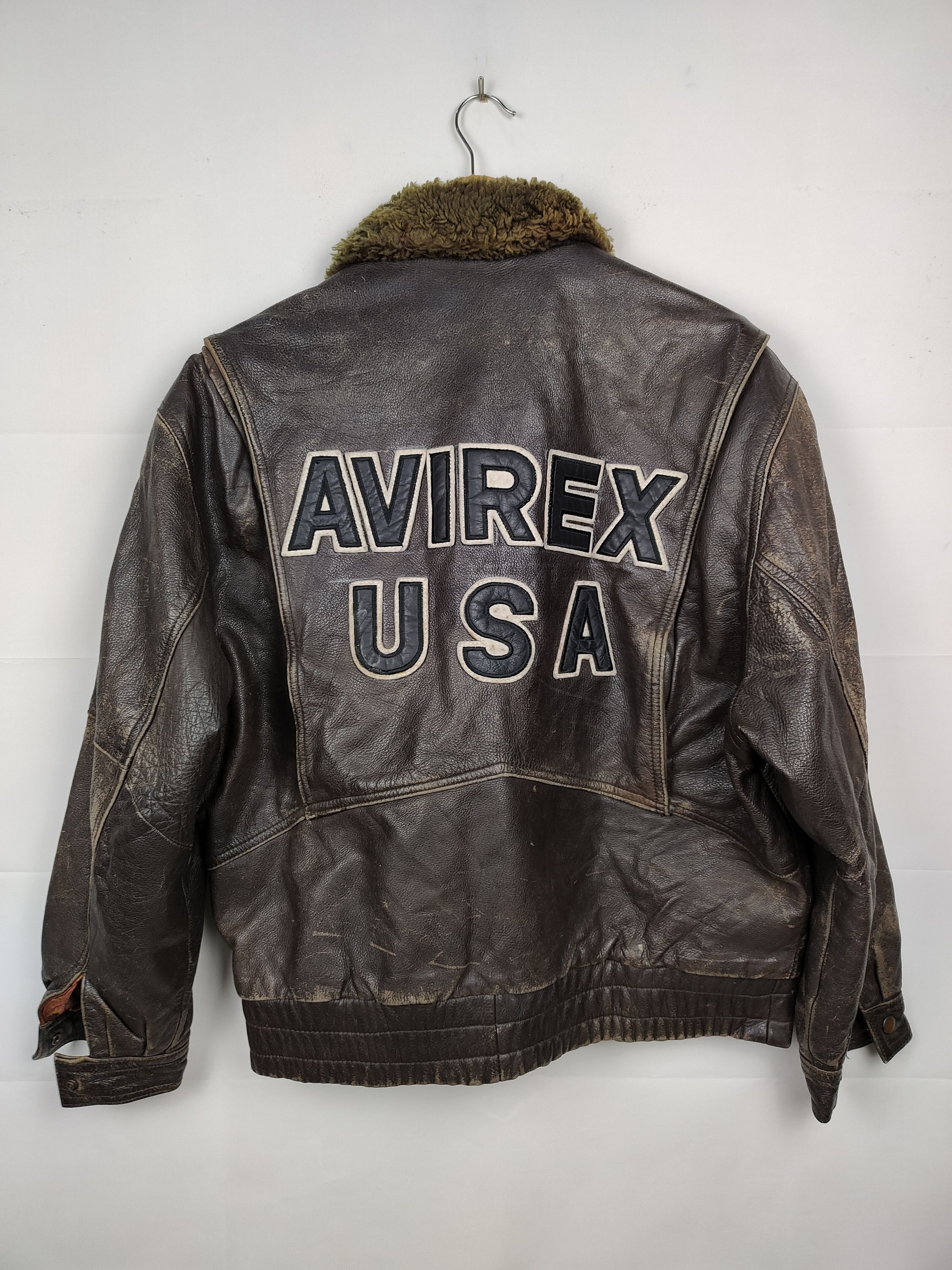 Military Leather Flight Jacket In Vintage Outerwear Coats
