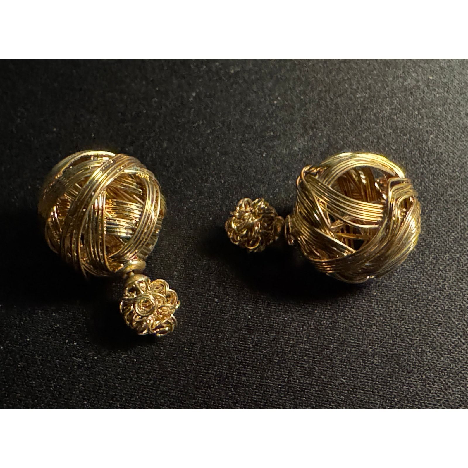 Other Vintage Gold tone Artisan Made Double Sided Post Earrings Size ONE SIZE - 1 Thumbnail