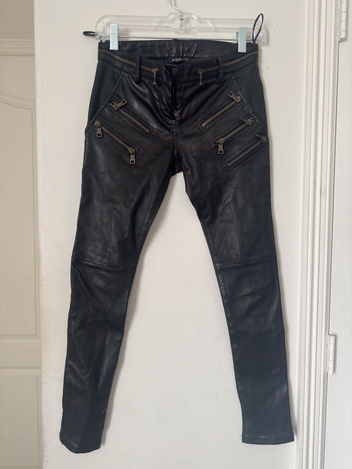Balmain SS11 Decarnin Lambskin Leather Multi Zip Pants Size 24" / US 00 / IT 34 - 3 Thumbnail