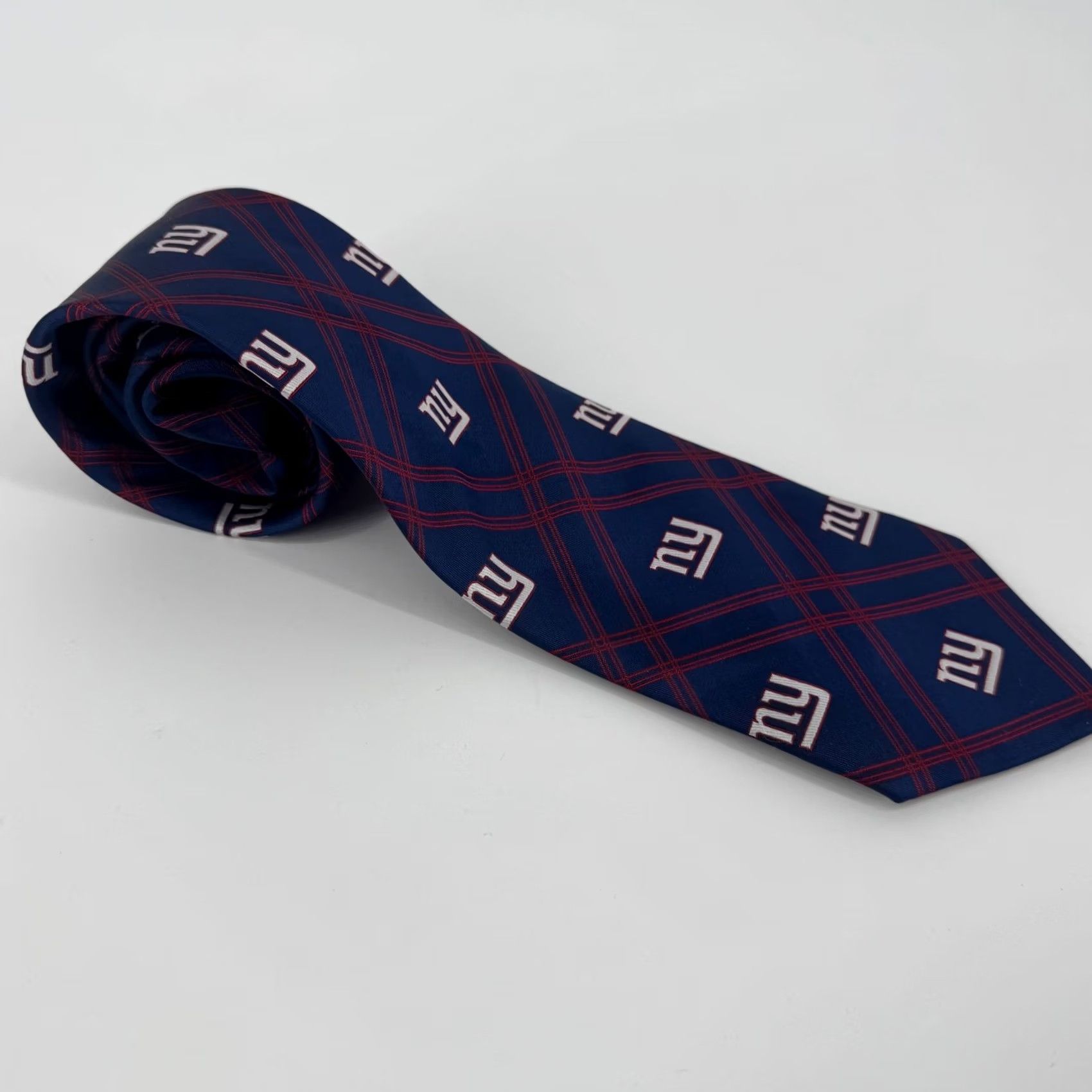 NFL New York Giants NFL Navy Blue Red Plaid Silk Necktie Size ONE SIZE - 2 Thumbnail