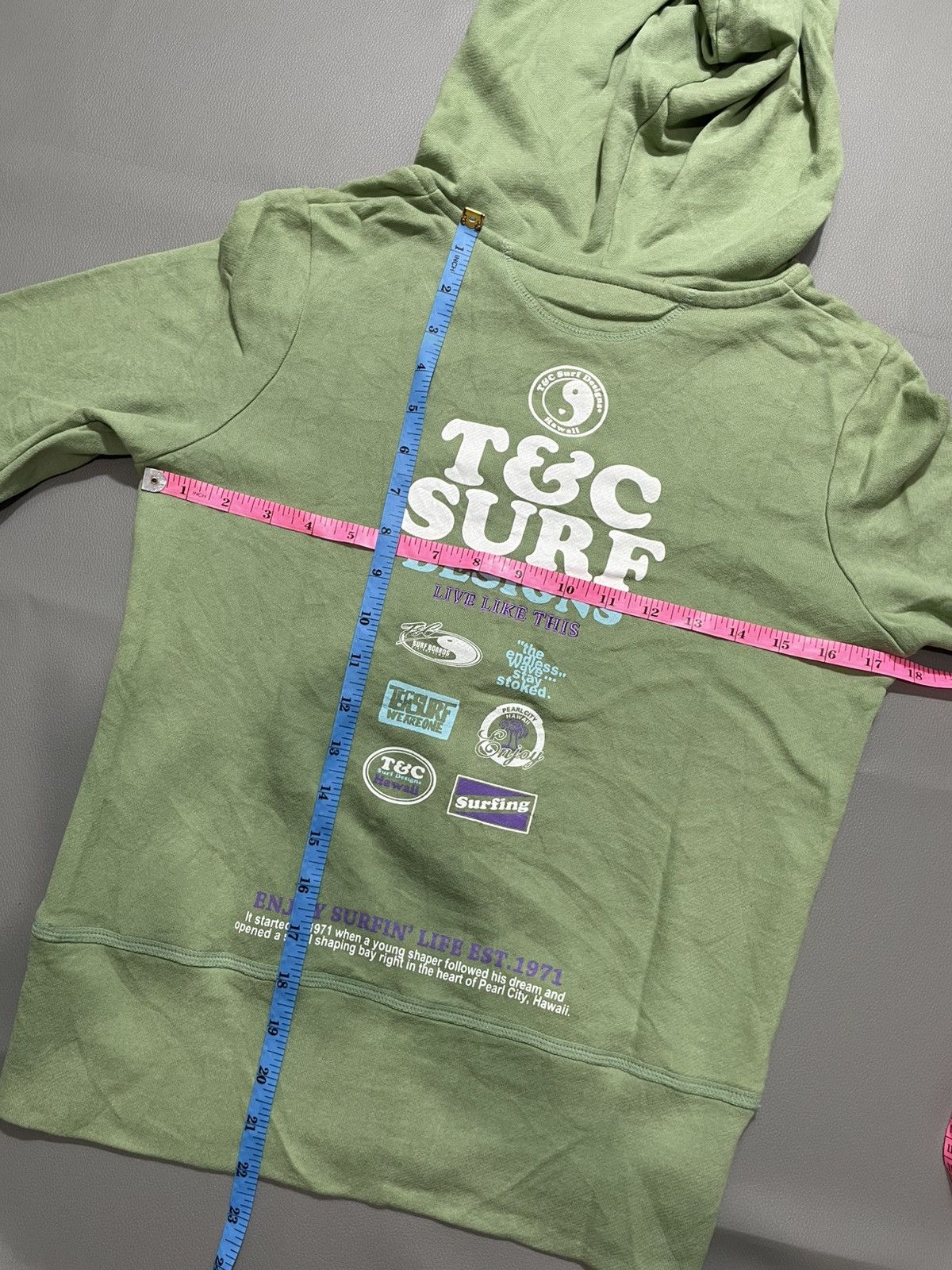 T&C surf Poem Hoodie hakf button Hawaiian style