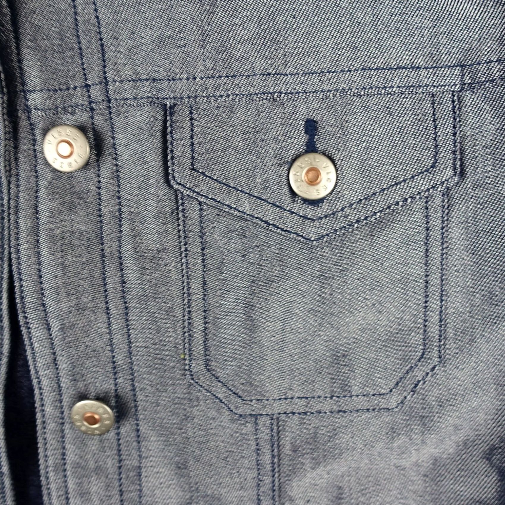 VIBE Vibes Jacket Womens Large Denim Trucker Button Front Pockets Blue Jeans Casual Fall Spring Winter Mens? Size 36" / US 14 / IT 50 - 3 Thumbnail