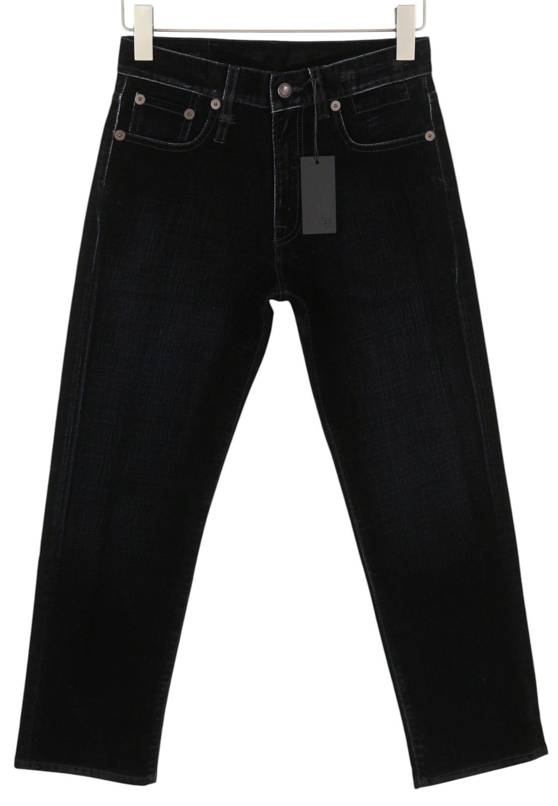 R13 ROMEO 24 Flocked Black Velvet Cropped Low Rise Dark 86244 Size 24" / US 00 / IT 34 - 3 Thumbnail