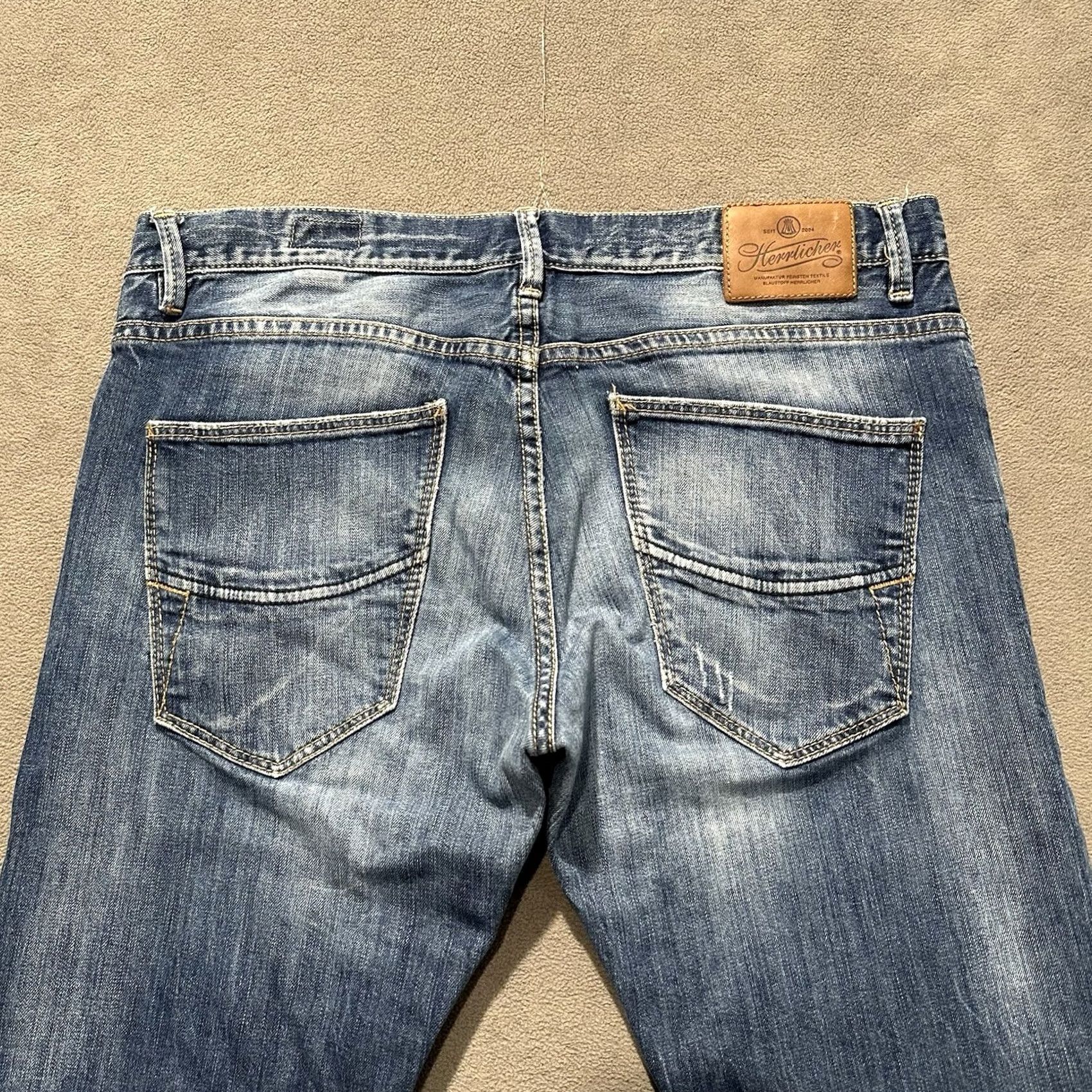 Vintage Herrlicher Jeans Mens 32x32 Blue Denim Tyler Slim Fit Faded GUC 5-Pocket Design Straight Slim Inseam 32" Regular Denim Size US 32 / EU 48 - 4 Thumbnail