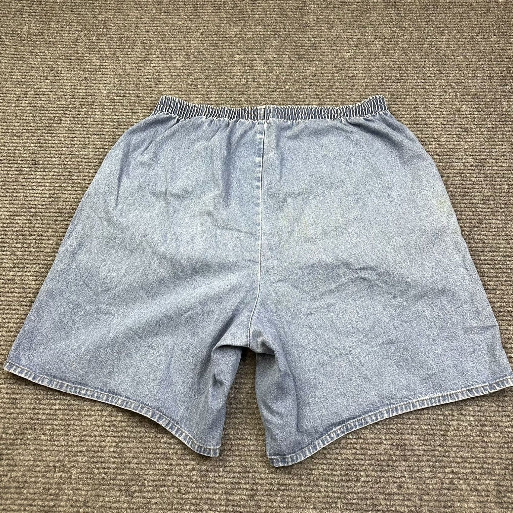 Vintage VINTAGE Womens 90s Denim Shorts Bermuda 20W Blue High Rise Elastic Waist 100% Cotton Size 42" / US 20 - 3 Thumbnail