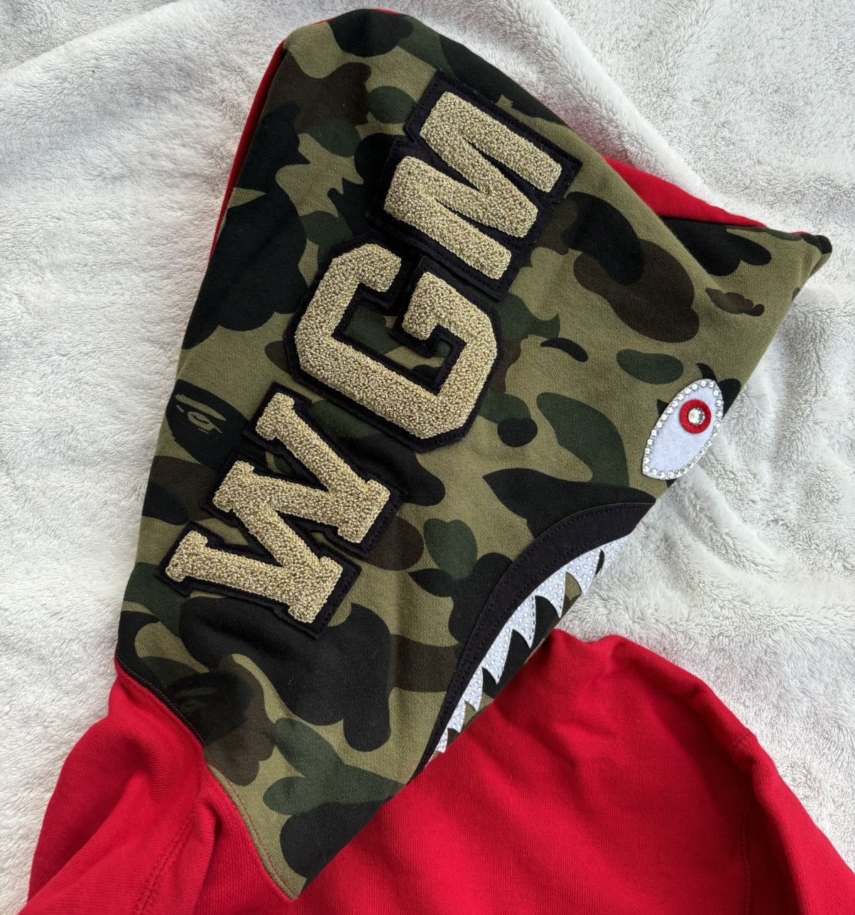 Bape Bape x Swarovski Red/Camo Shark Zip Hoodie Size US XL / EU 56 / 4 - 5 Thumbnail