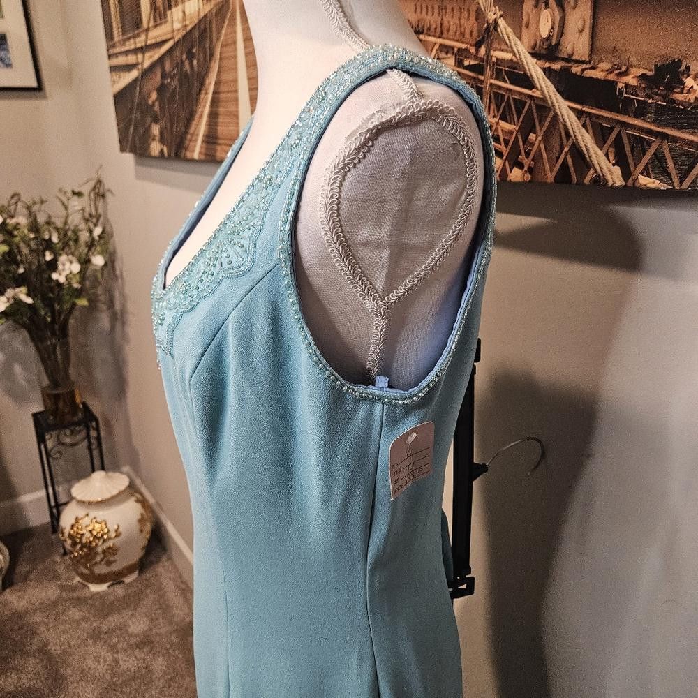 Designer Nwt Precious Formals Elegant Aqua Beaded Dress Size XXL / US 16-18 / IT 52-54 - 2 Thumbnail