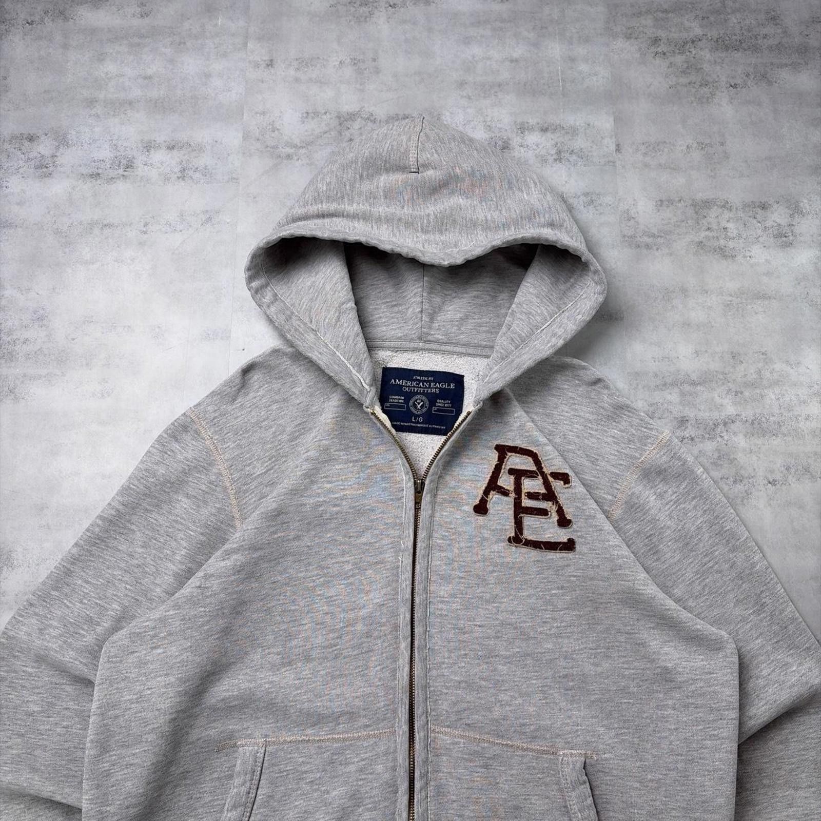 American Eagle Outfitters Y2K Grey American Eagle Grunge Heavyweight Zip Up Hoodie Size US L / EU 52-54 / 3 - 3 Thumbnail
