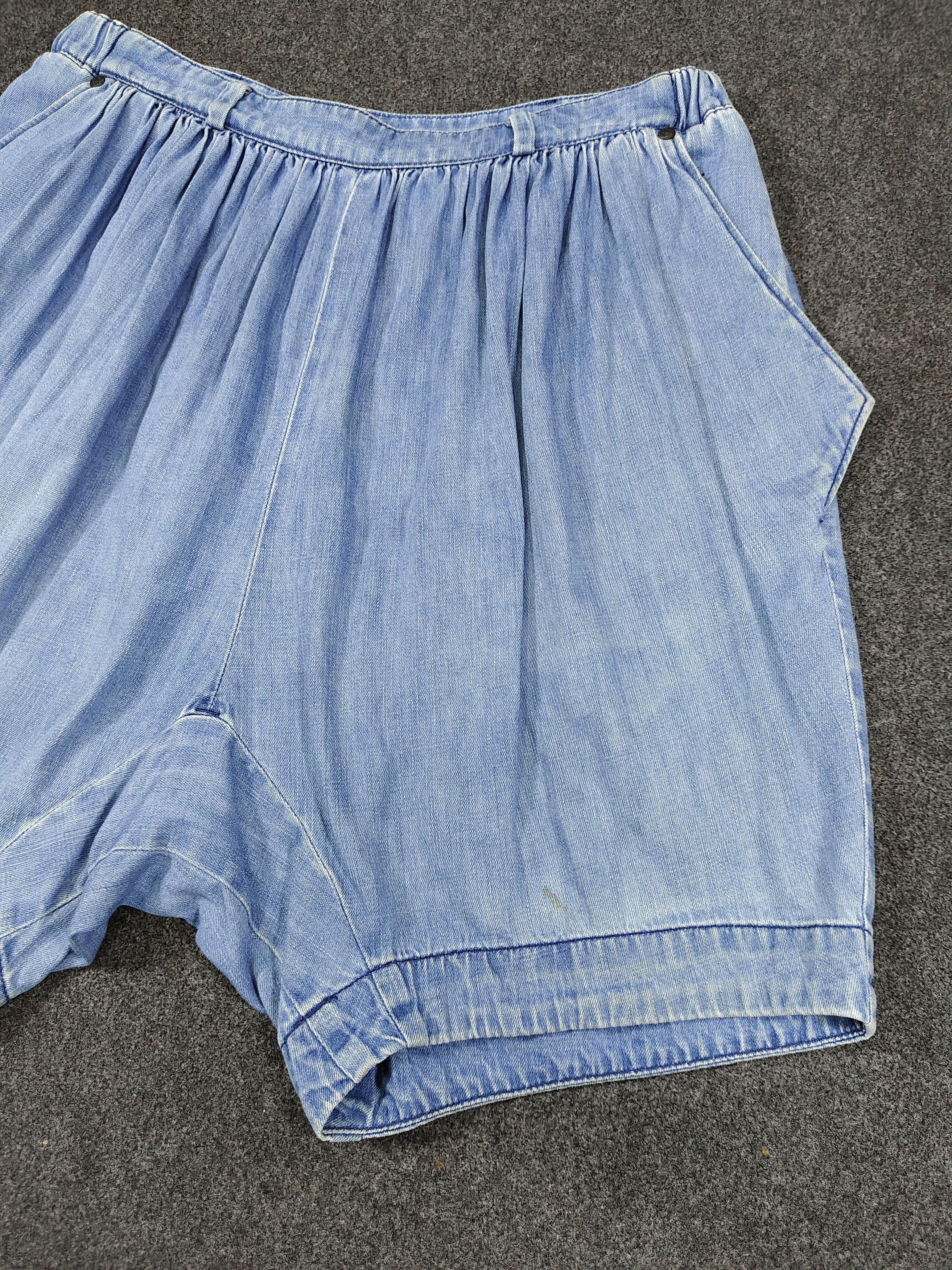 Japanese Brand 00s RNA Slang🇯🇵Streetwear Denim Drop Crotch Sarouel Shorts Size 32" / US 10 / IT 46 - 5 Thumbnail