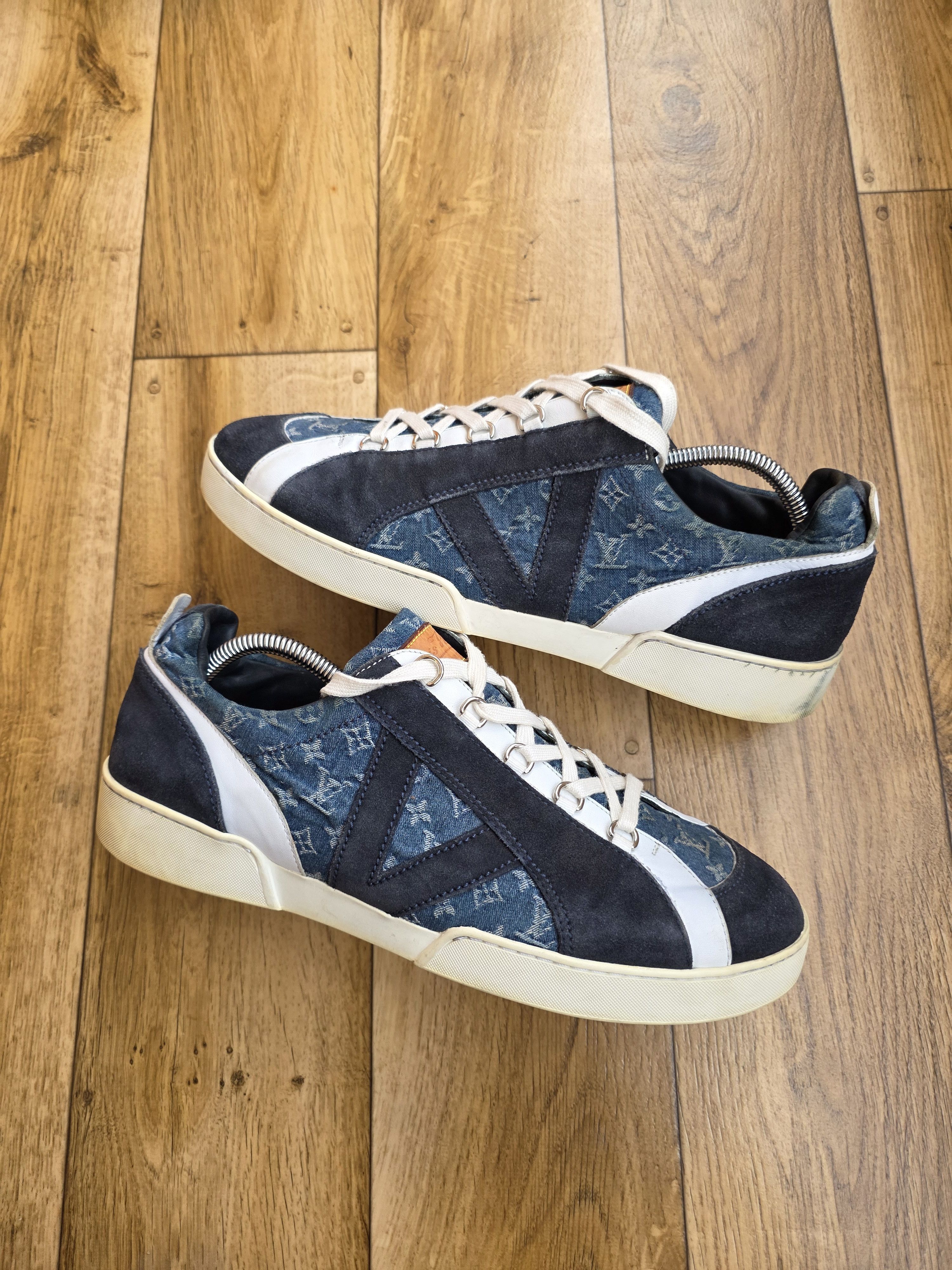 Louis Vuitton Louis Vuitton Blue Monogram Denim and Suede Sneakers Size US 11 / EU 44 - 6 Thumbnail