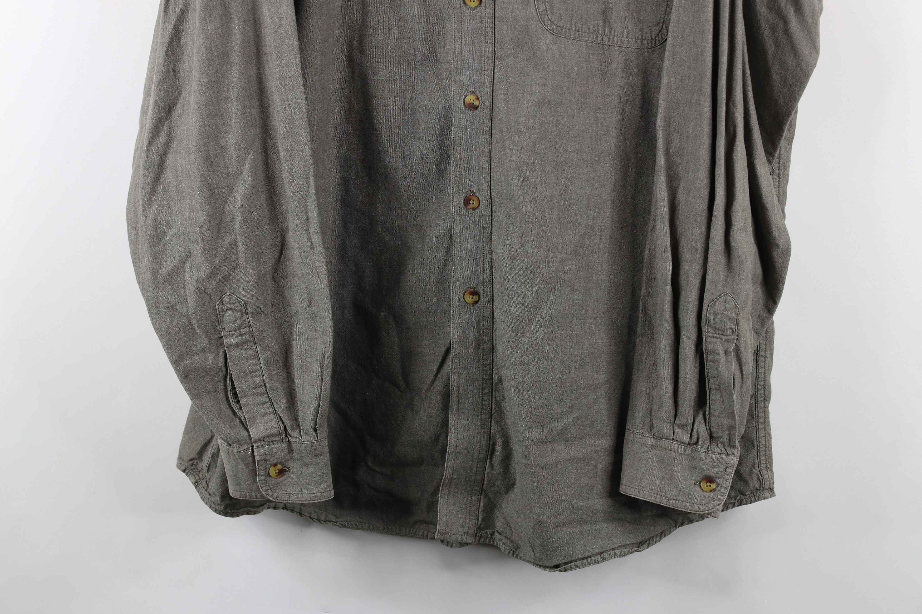 L.L. Bean × Vintage Vintage 90s LL Bean Collared Button Down Shirt Green Cotton Size US XL / EU 56 / 4 - 3 Thumbnail