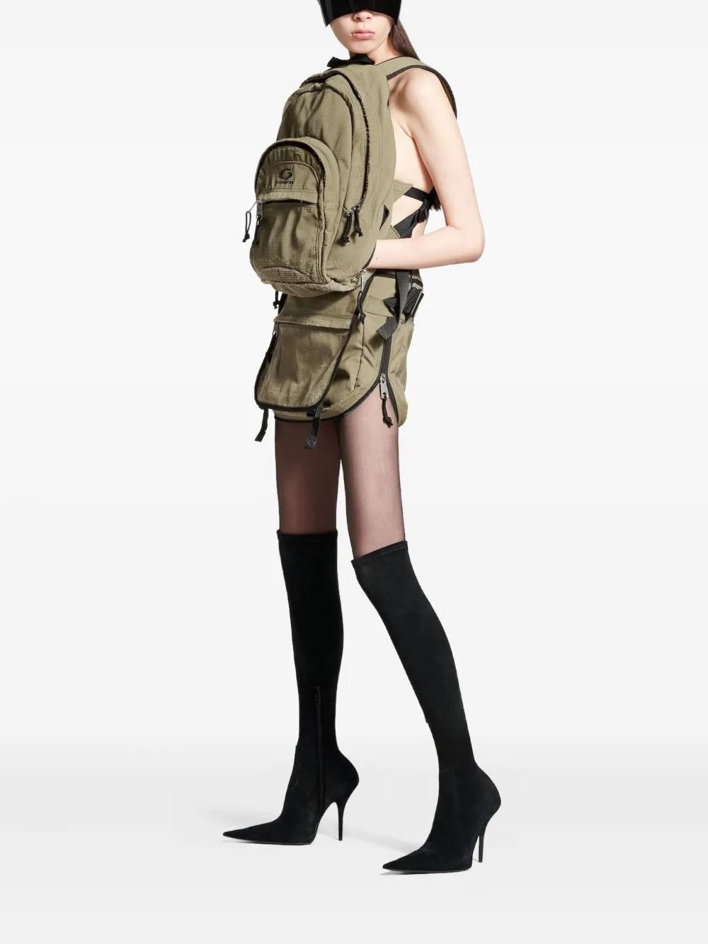 Balenciaga o1s1wg110326 Mini Bag Skirt in Olive Green Size 26" / US 2 / IT 38 - 2 Thumbnail