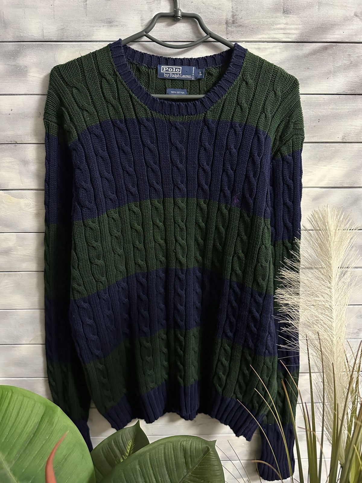 Polo Ralph Lauren Rare Vintage sweater Polo Ralph Lauren Purple Logo knitting Size US L / EU 52-54 / 3 - 1 Thumbnail