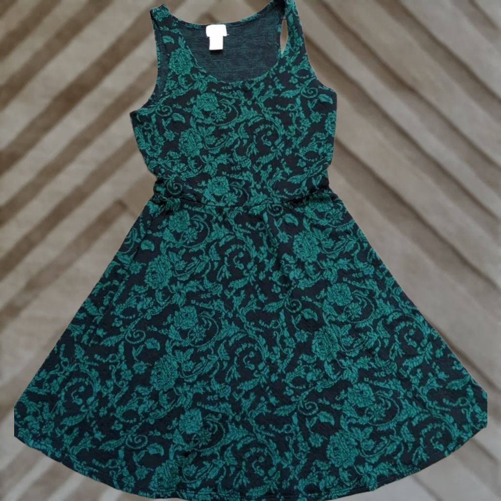 Vintage Eyelash Couture Dress Juniors M Black Green Textured Sleeveless Knee Length Size M / US 6-8 / IT 42-44 - 1 Thumbnail