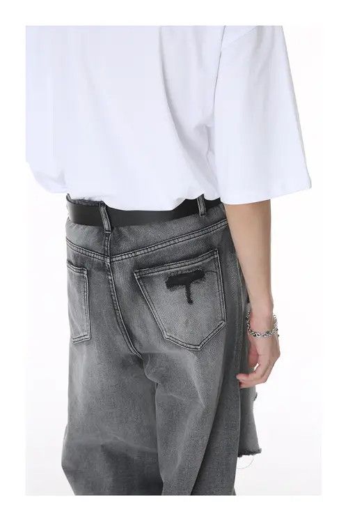 Japanese Brand Washed street retro oversized ripped jeans Size US 34 / EU 50 - 6 Thumbnail