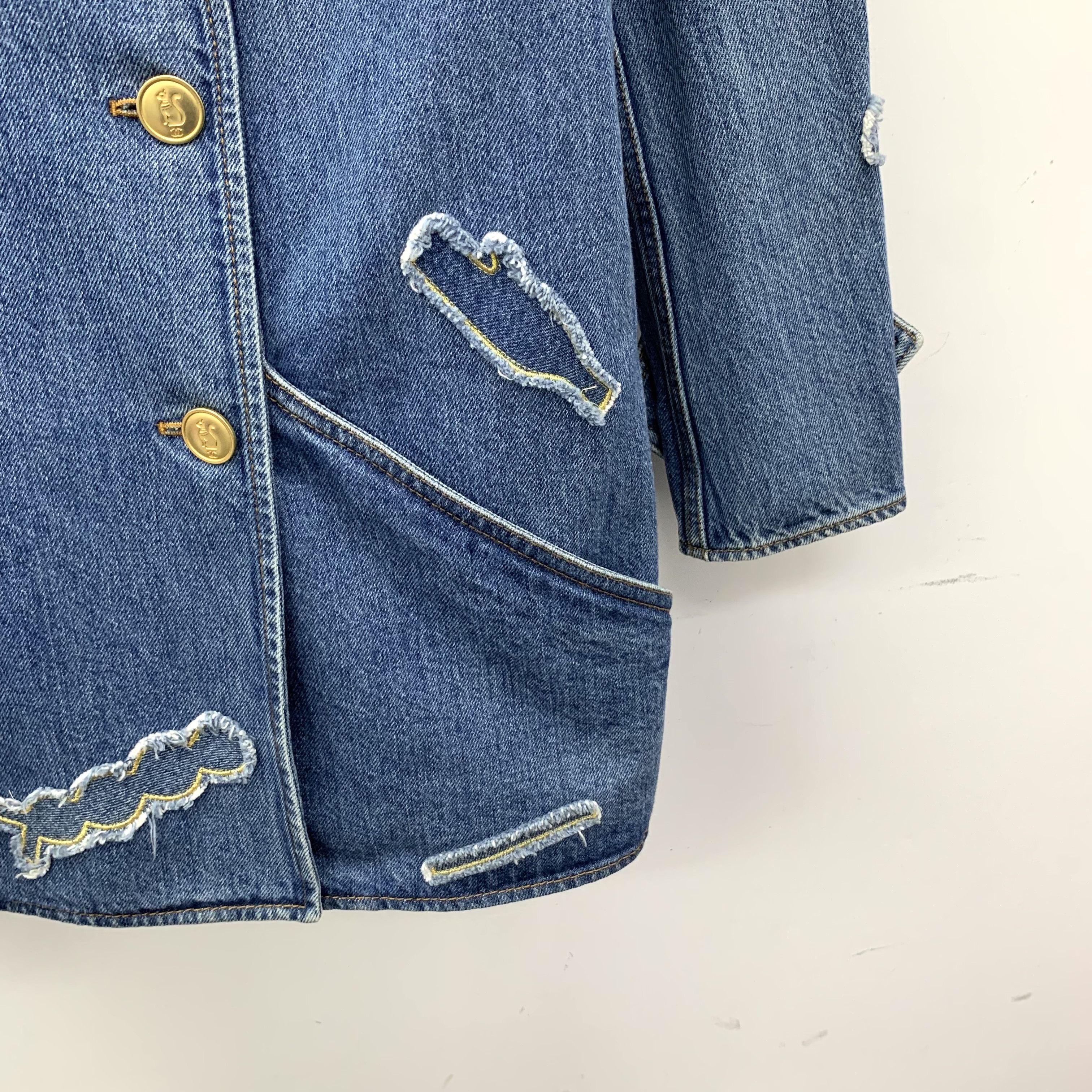 Chanel Chanel Egypt Blue Embroidered Cotton Denim Jacket (42) Size US L / EU 52-54 / 3 - 6 Thumbnail