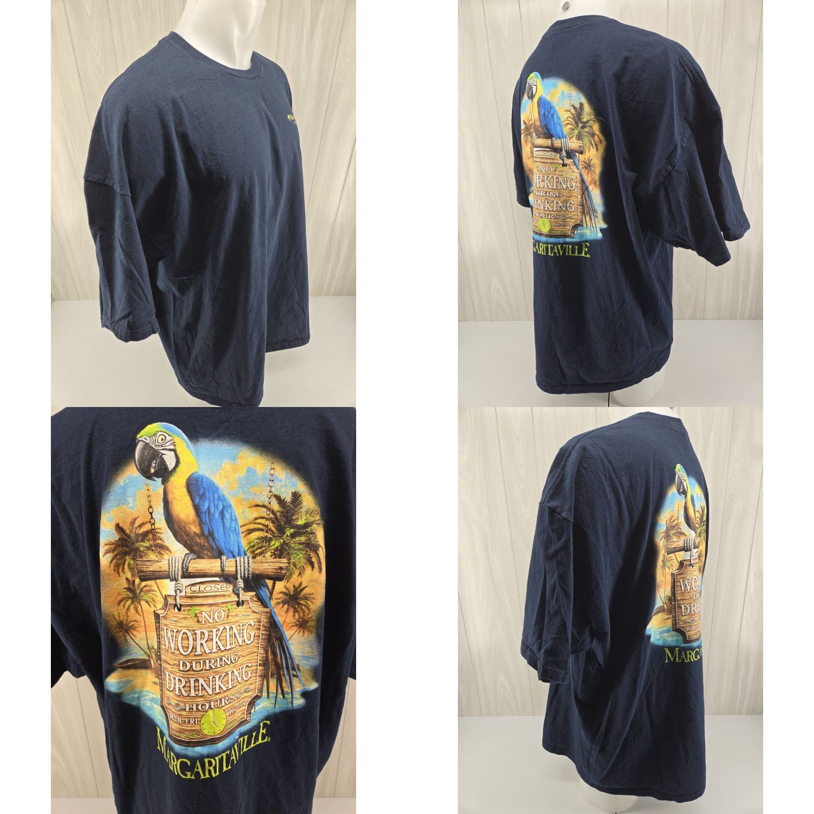 Vintage Margaritaville T-Shirt Mens 3XL Navy Blue Jimmy Buffet Orlando Logo Skull Crew Neck Short Sleeve Cotton Knit Size US XXL / EU 58 / 5 - 8 Thumbnail