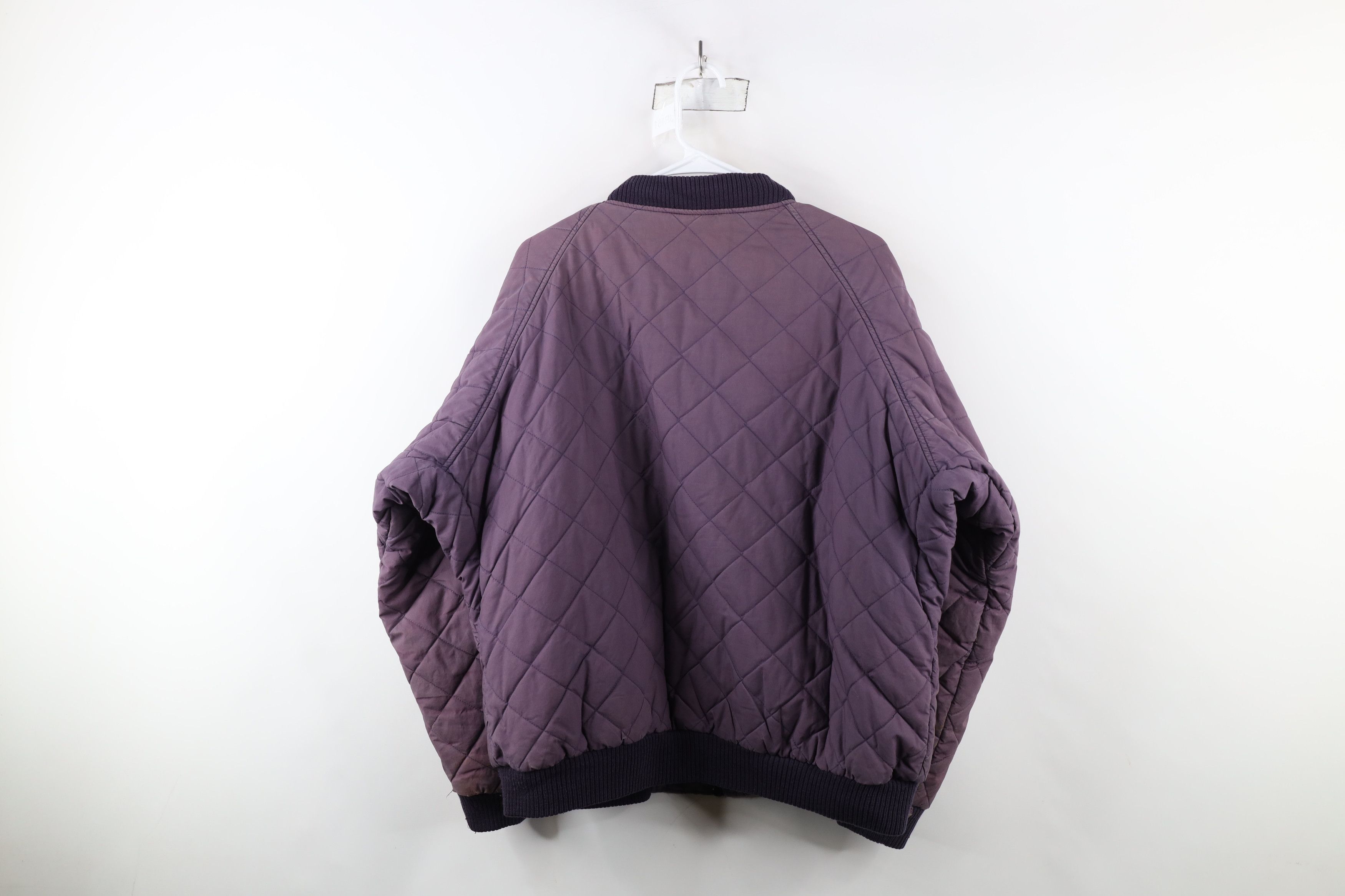 Columbia × Vintage Vintage 90s Columbia Spell Out Quilted Bomber Jacket Purple Size US L / EU 52-54 / 3 - 12 Thumbnail