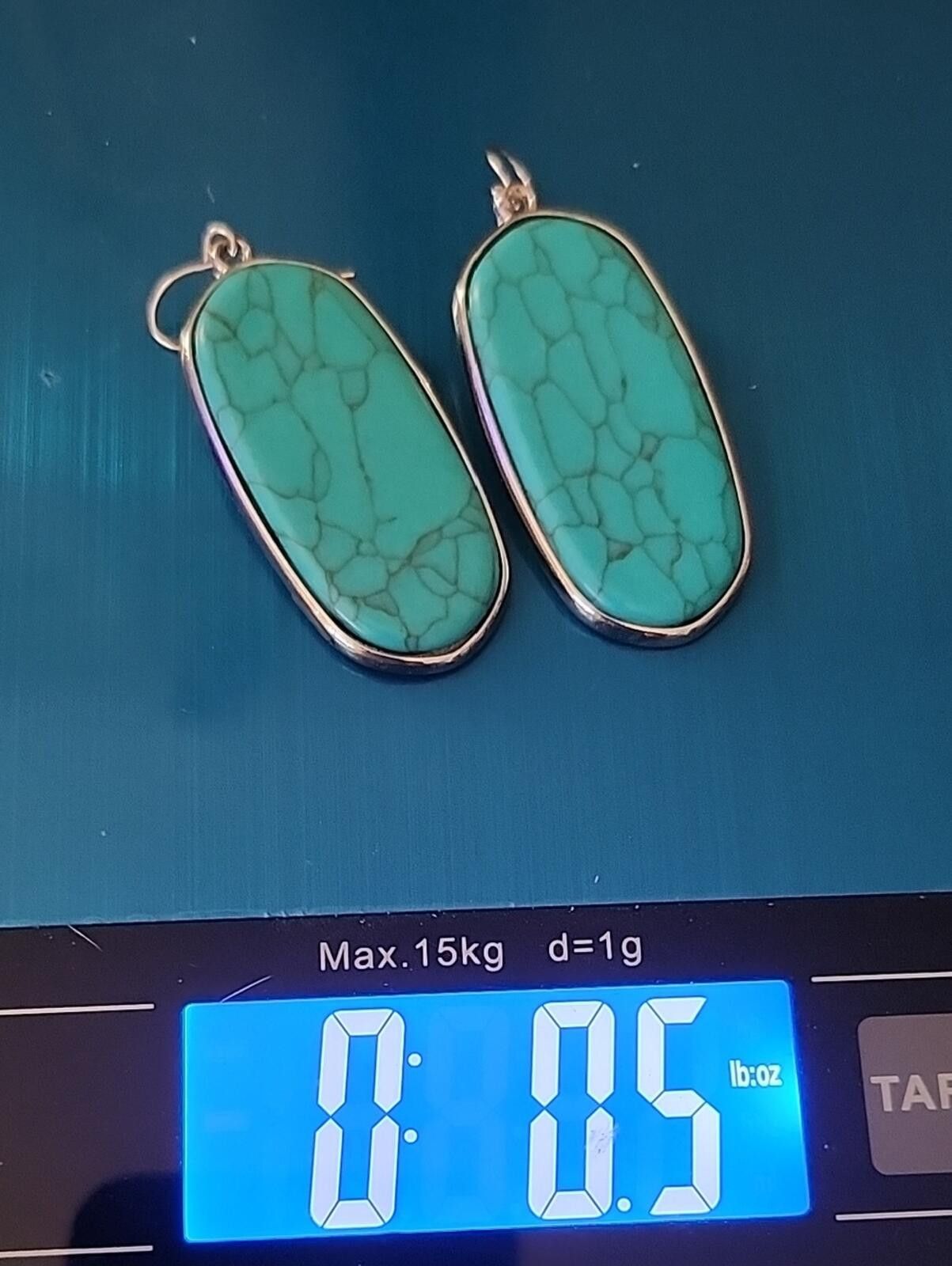 Other Turquoise Looking Oval Drop Stone Hook Earrings Size ONE SIZE - 5 Thumbnail