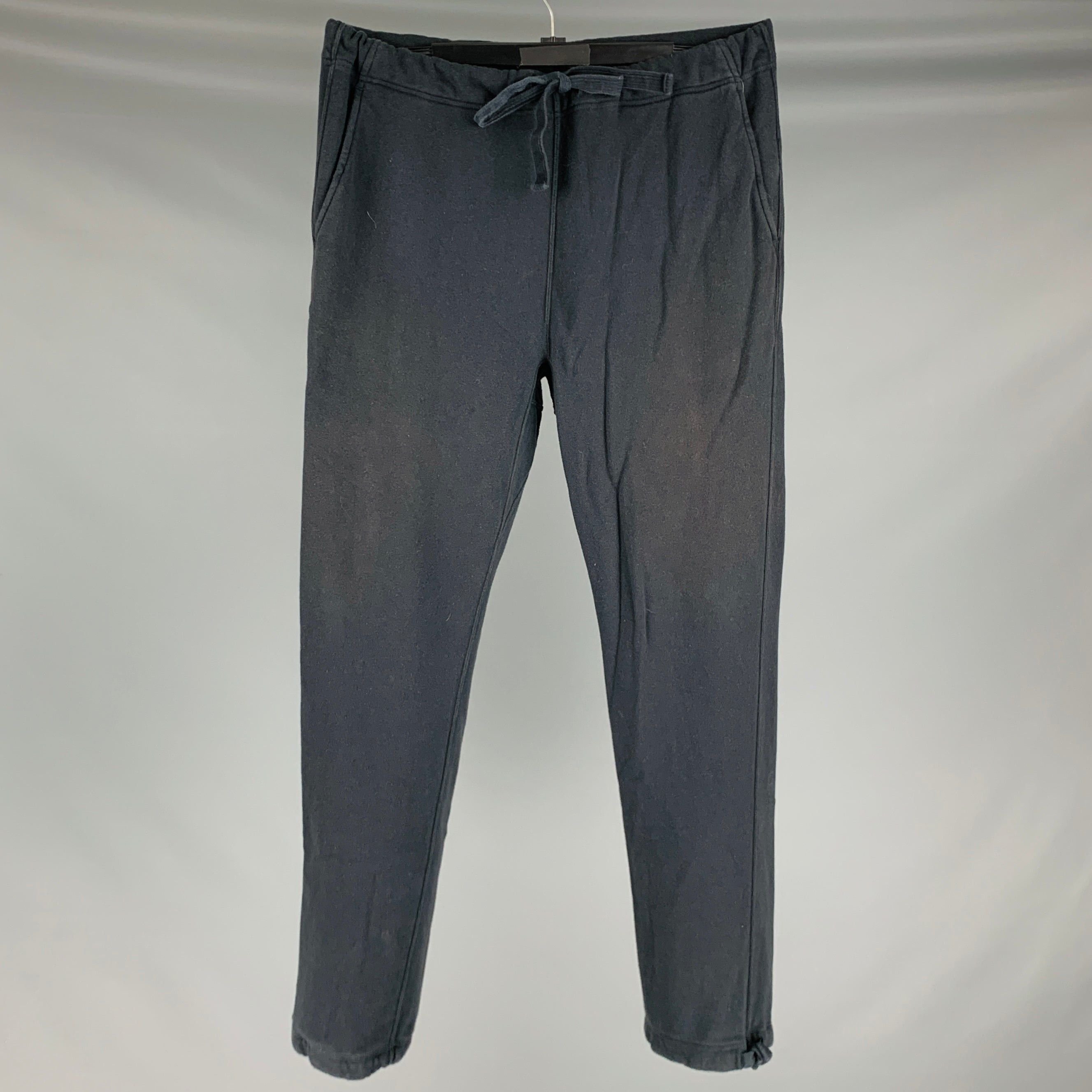 image of Visvim Black Cotton Cashmere Drawstring Casual Pants, Men's (Size 30)