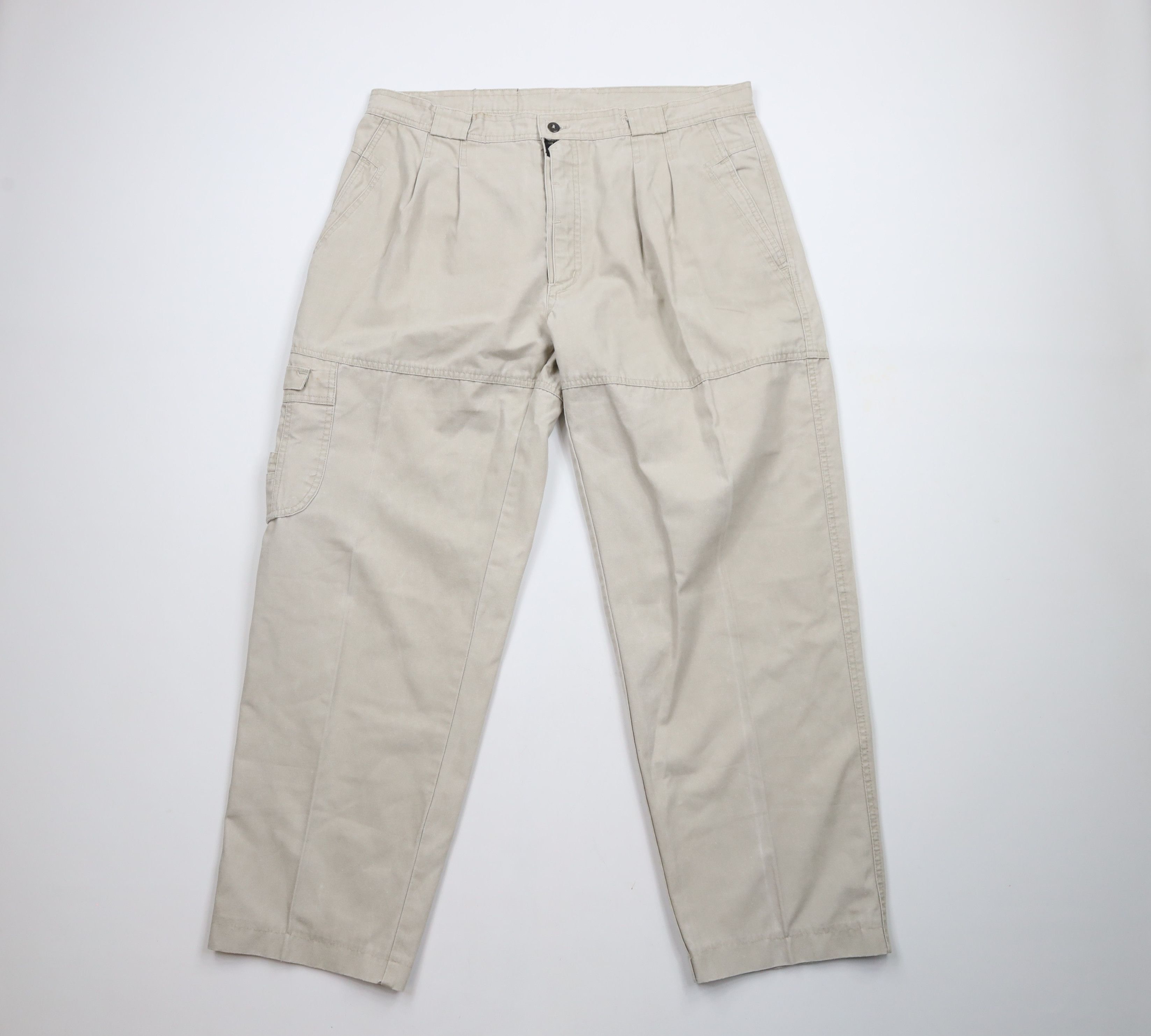 Vintage Vintage 90s Streetwear Pleated Wide Leg Dungaree Chino Pants Size US 38 / EU 54 - 1 Thumbnail