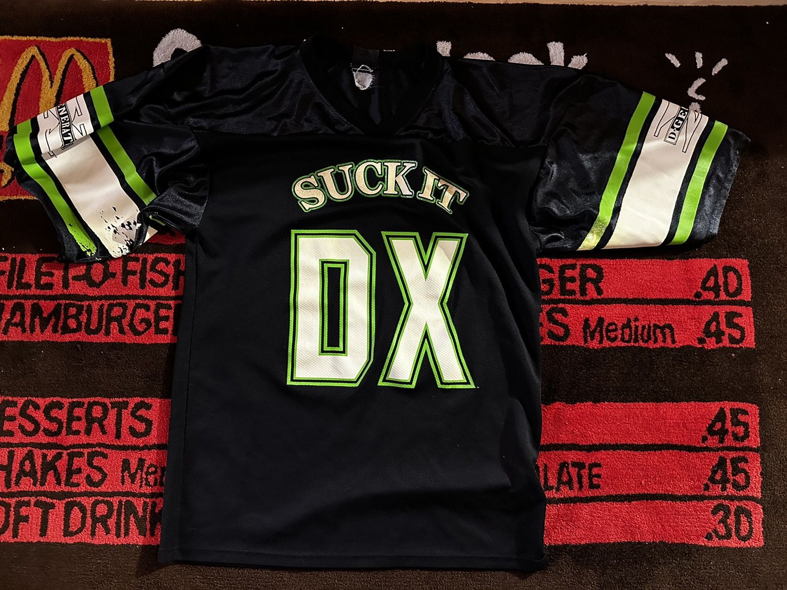 image of Degeneration X Football Jersey Wwf Vintage 90's L/xl in Black, Men's (Size Large)