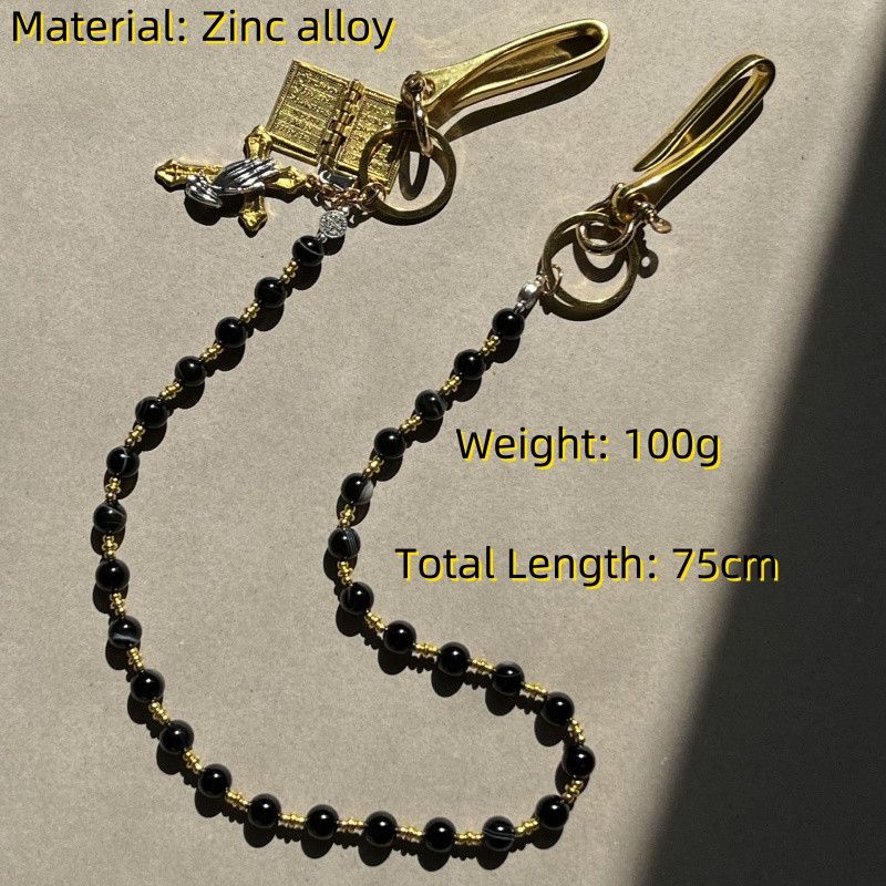 Japanese Brand × Jewelry Black Stone Round Bead Pants Chain Punk Style Size ONE SIZE - 5 Thumbnail