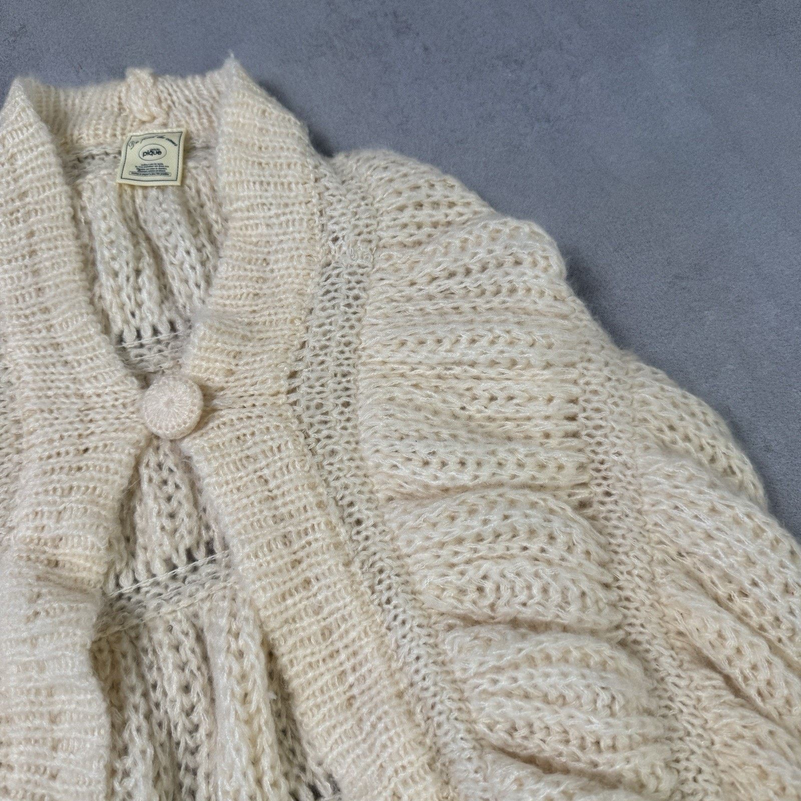 Vintage Gelato Pique Women Cardigan Sweater Free Size Beige Size ONE SIZE - 13 Thumbnail