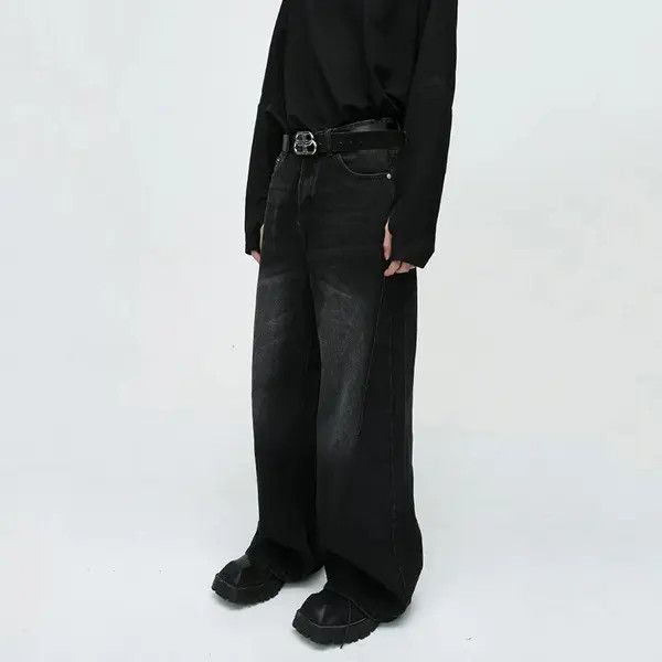 VIBE Washed Black Baggy Denim Jeans Size US 33 - 2 Thumbnail