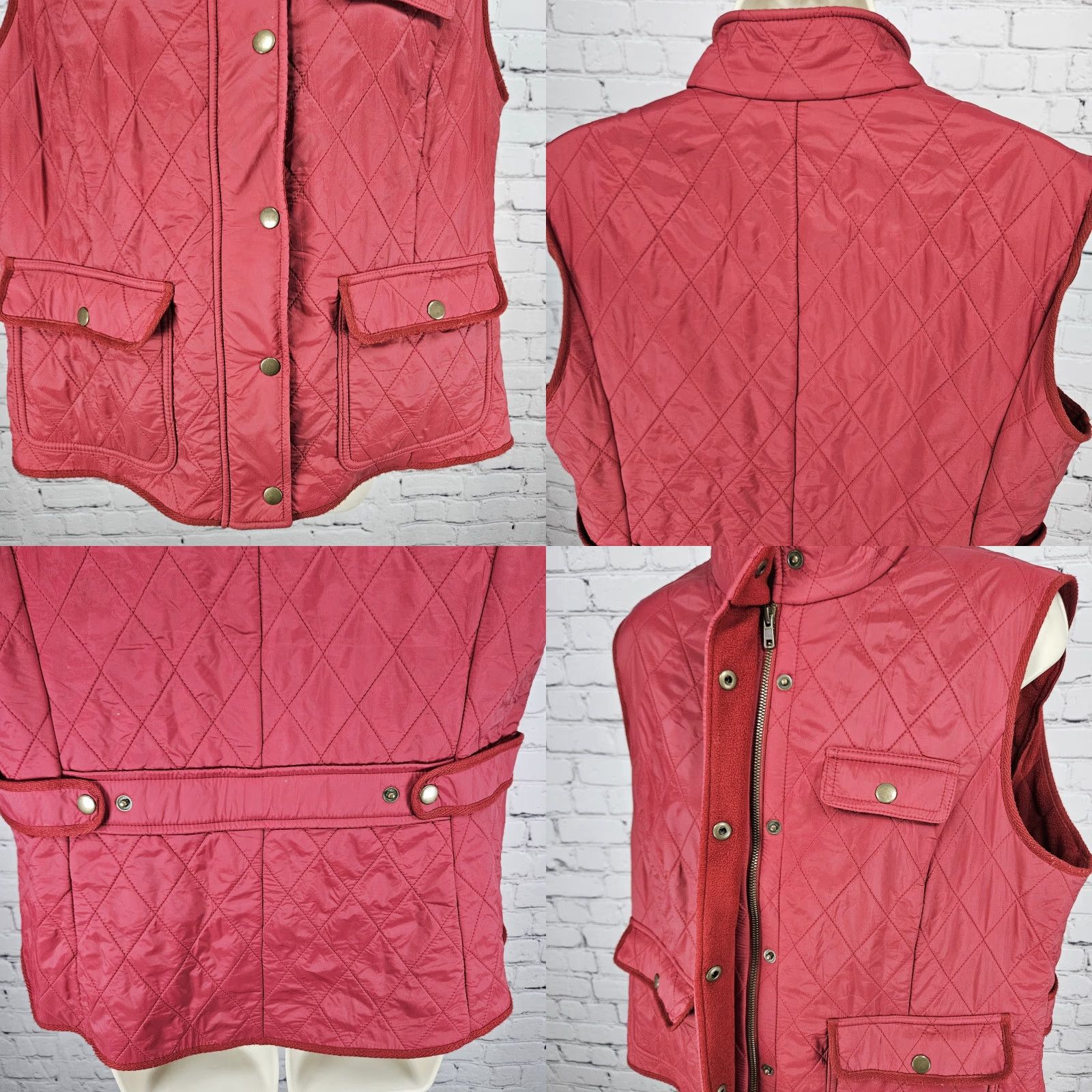 Talbots Talbots Jacket Women Vest Quilted Fleece Lined Full Zip Snap Gilet Short Sleeveless L Red Large Size L / US 10 / IT 46 - 8 Thumbnail