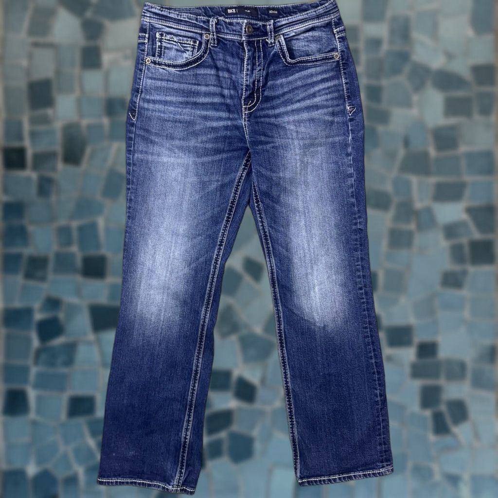 Vintage BKE Tyler Jeans Men 32x32 Cotton Bootcut Whisker Vintage Utility Stretch Cowboy Jeans Size US 32 / EU 48 - 1 Thumbnail