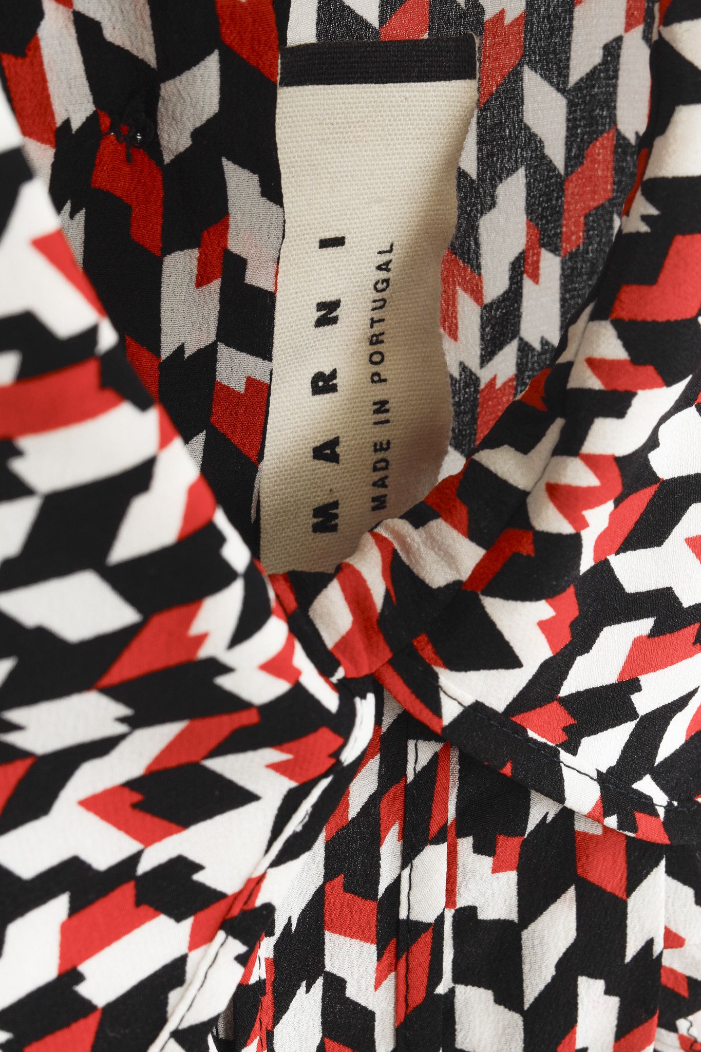 Marni Marni Red Black Geometric Silk Ruffle Blouse Size M / US 6-8 / IT 42-44 - 4 Thumbnail
